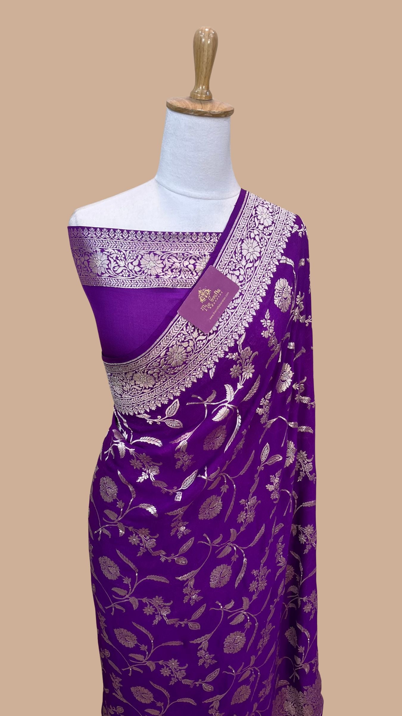 Khaddi Georgette Handloom Banarasi Saree