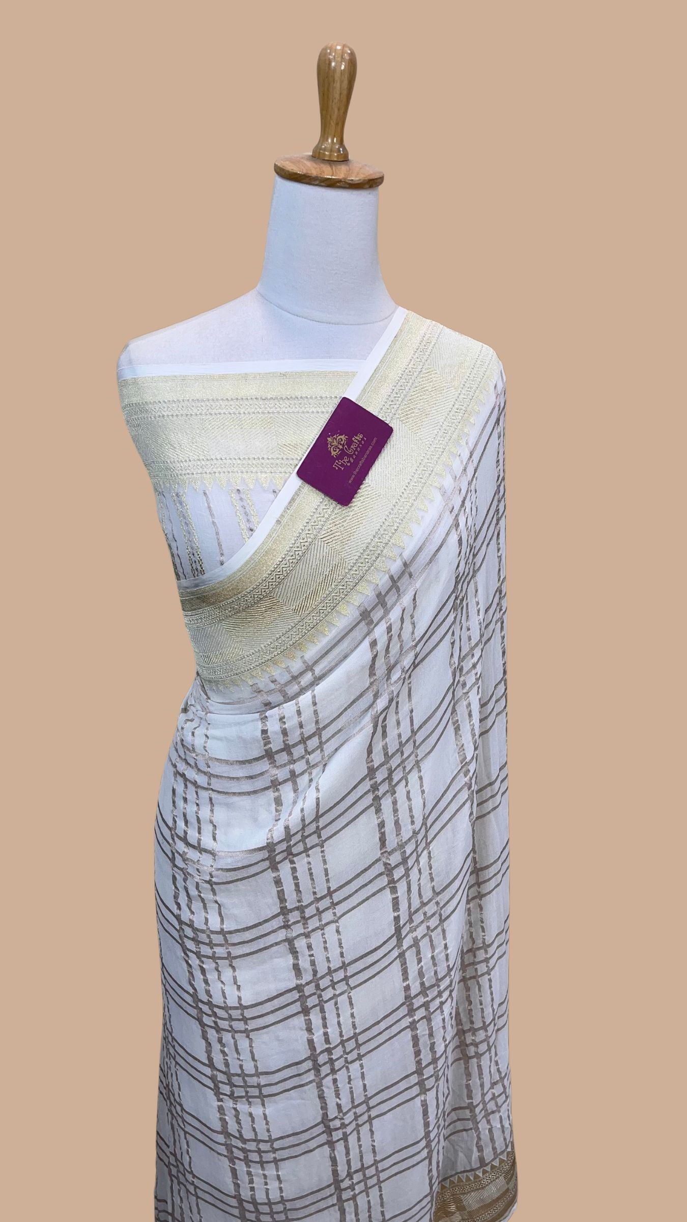 Khaddi Georgette Handloom Banarasi Saree - Water Zari
