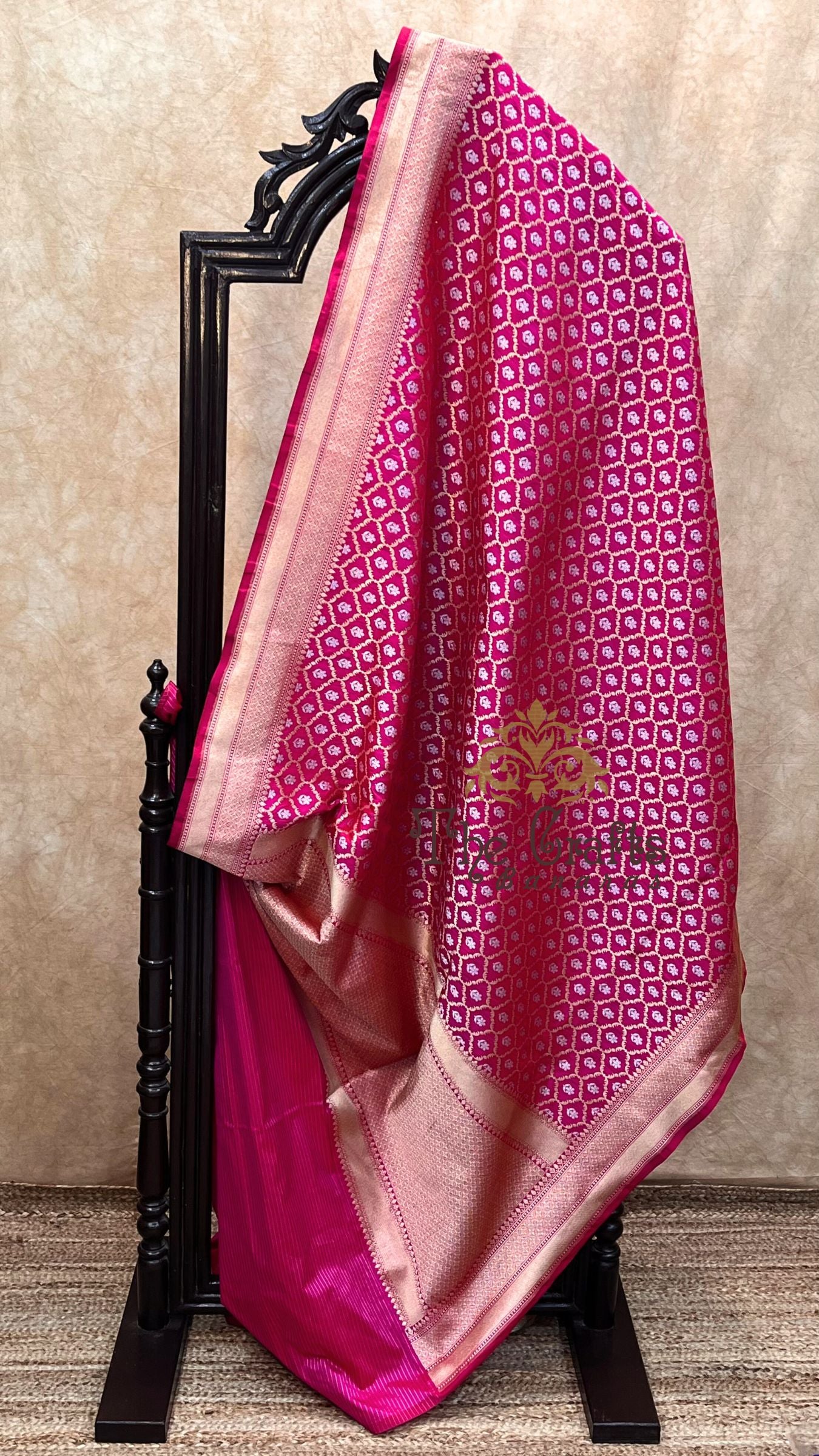 Pure Katan Silk Handloom Banarasi Saree - All over Sona Roopa Jaal work