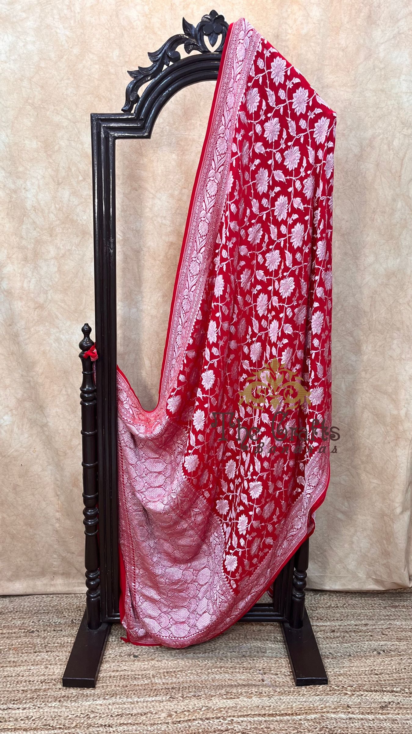 Pure Georgette Banarasi Saree - Silver Zari