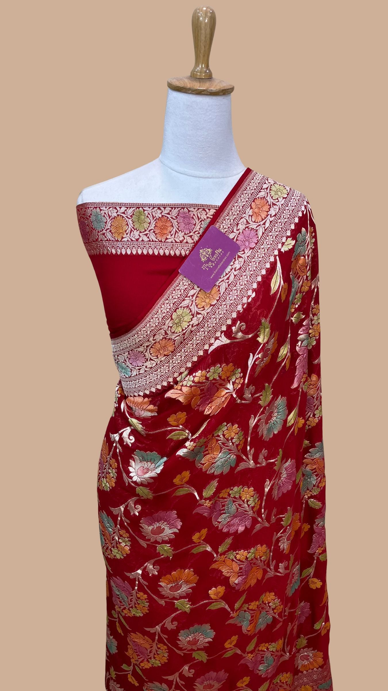 Khaddi Georgette Handloom Banarasi Saree
