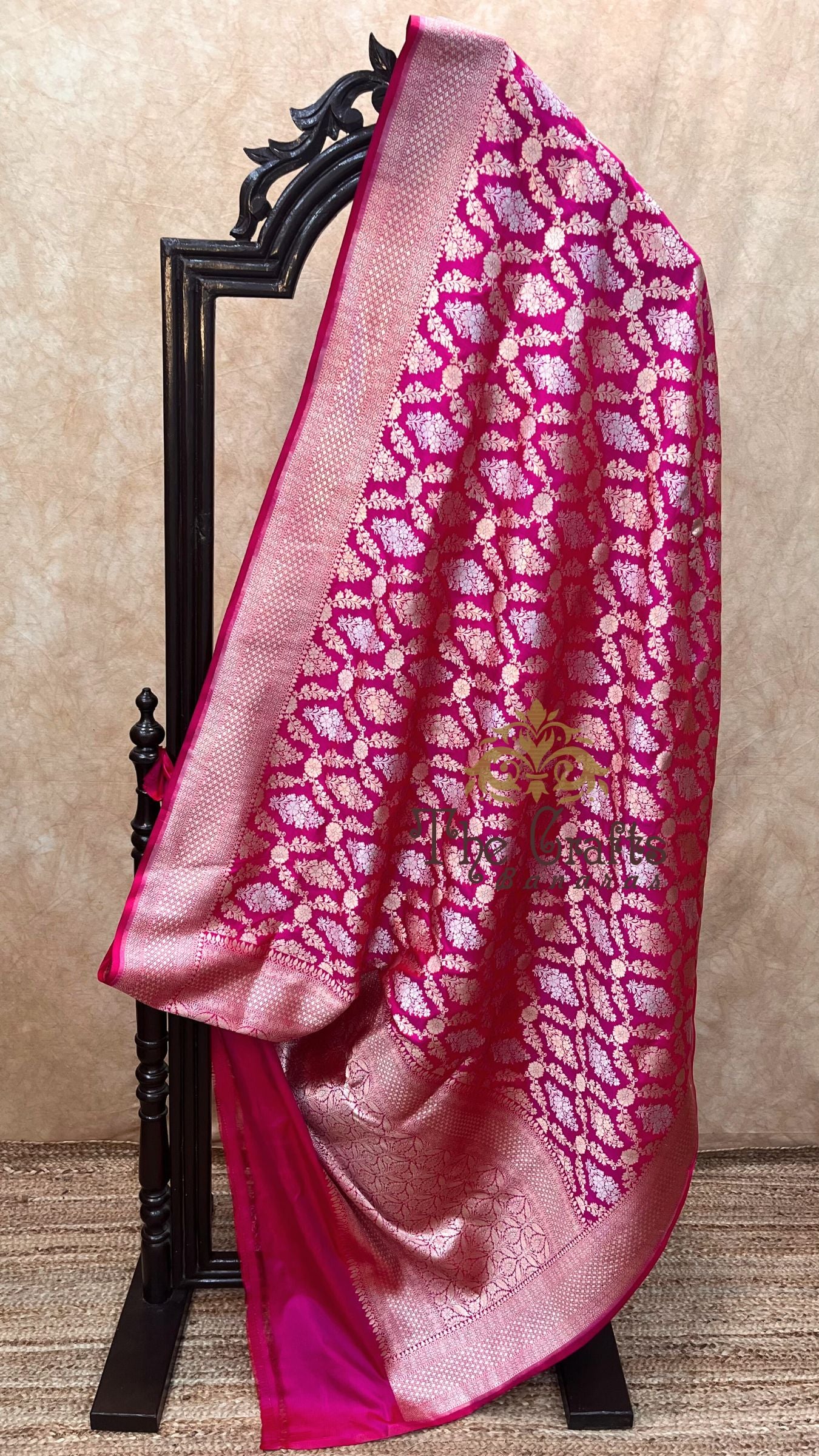 Pure Katan Silk Handloom Banarasi Saree - All over Sona Roopa Jaal work