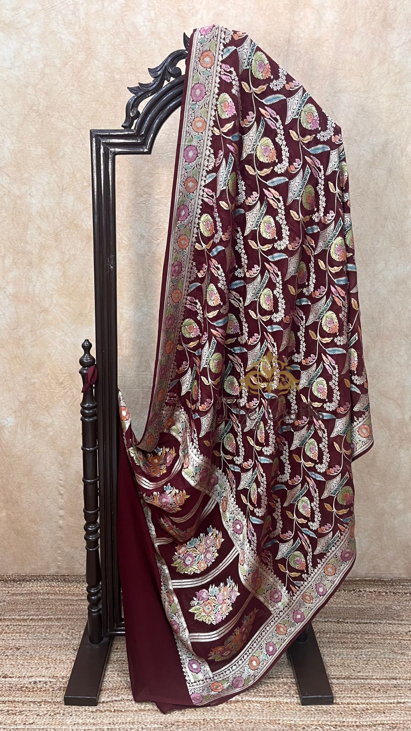 Khaddi Georgette Handloom Banarasi Saree - Water Zari