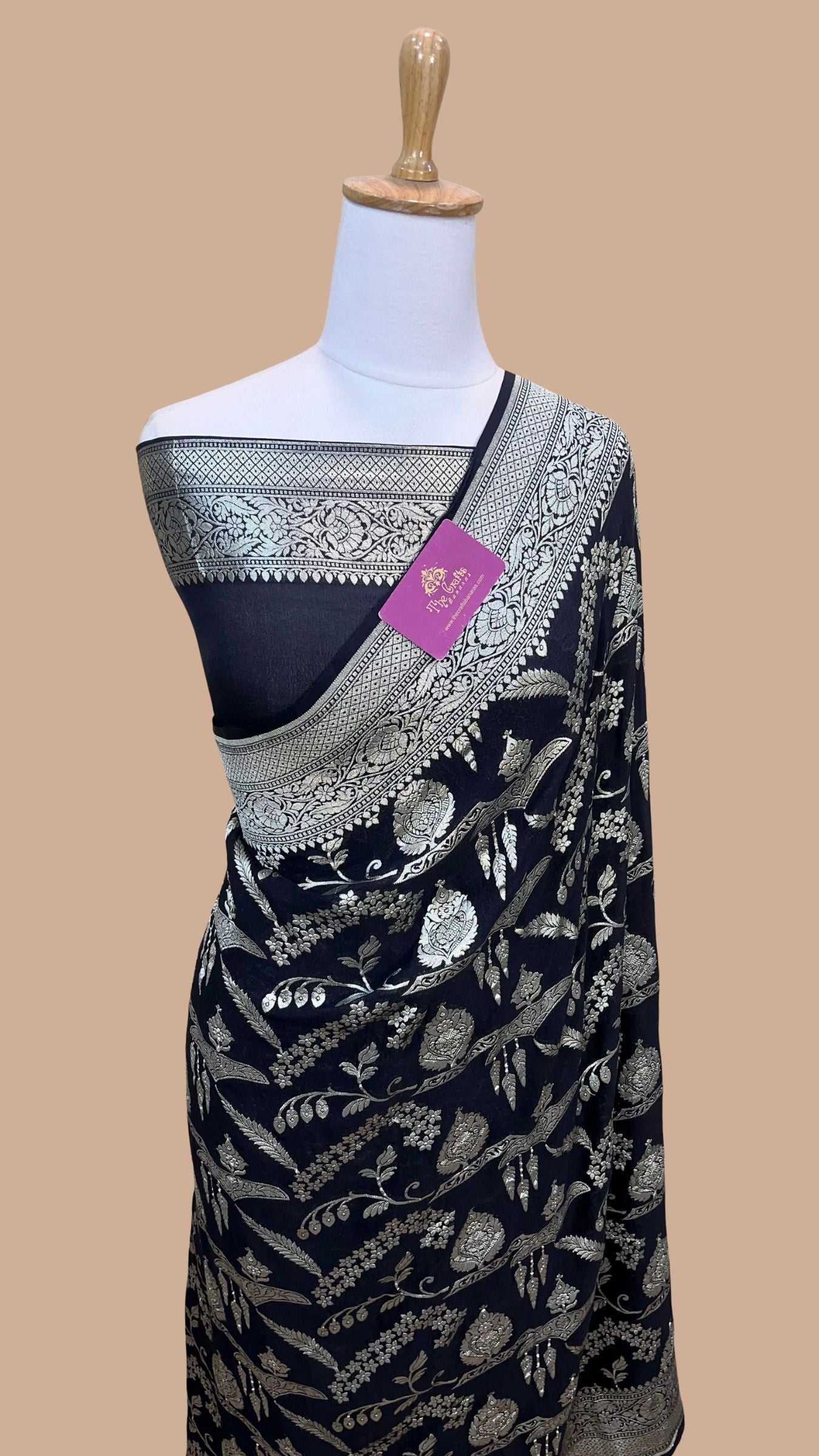 Khaddi Georgette Handloom Banarasi Saree