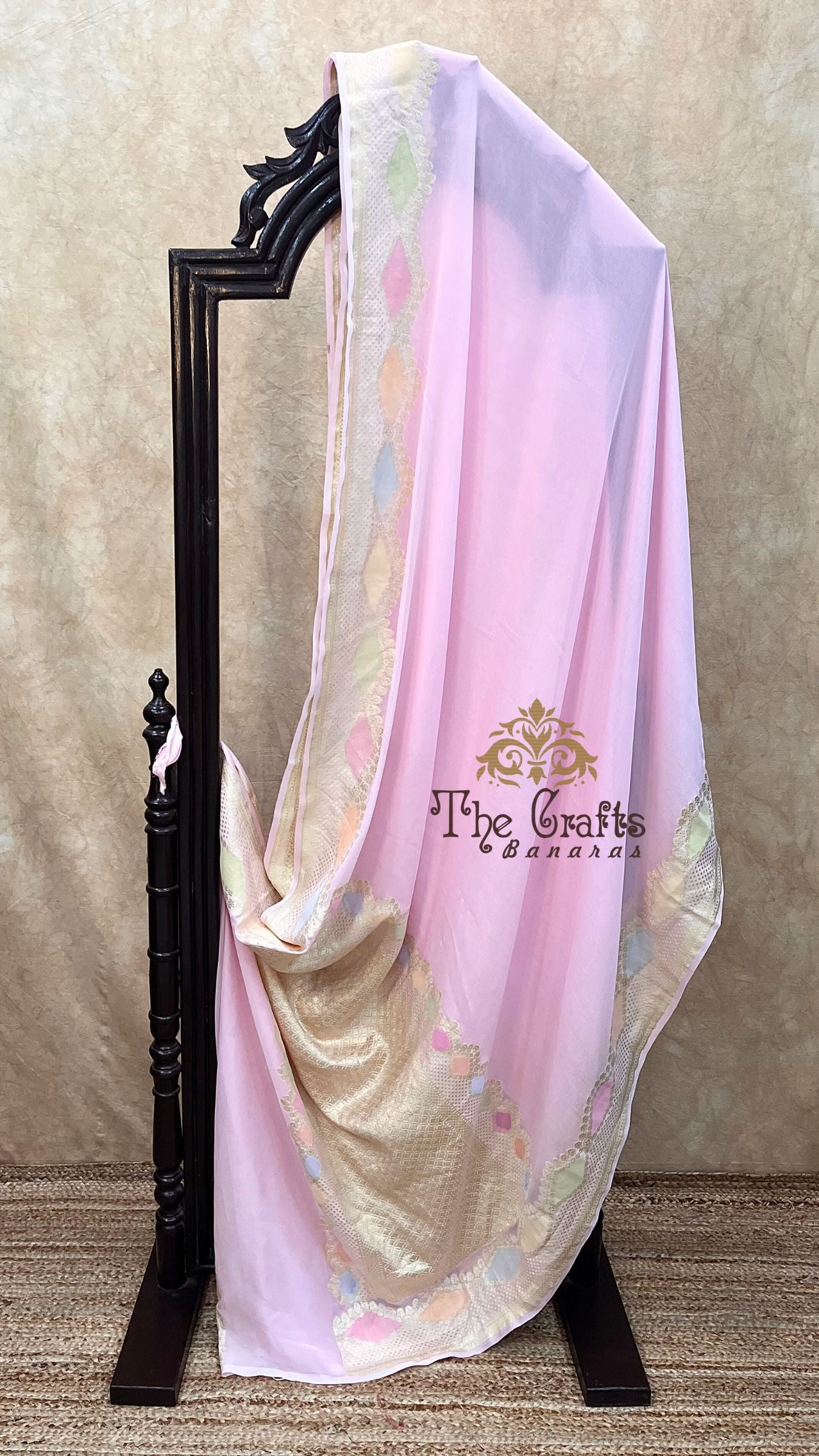 Khaddi Georgette Handloom Banarasi Saree - Water Zari