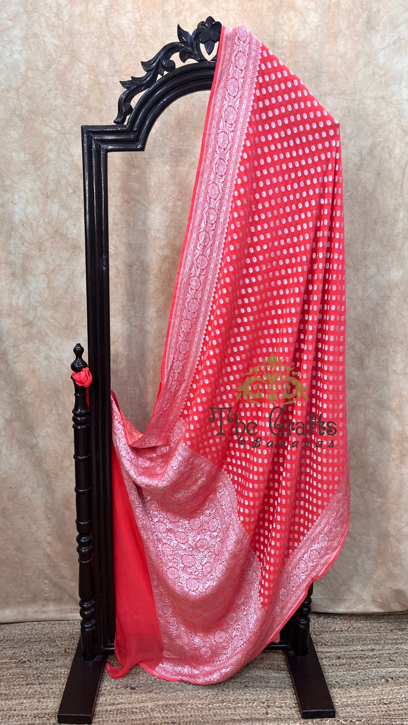 Pure Georgette Banarasi Saree - Silver Zari