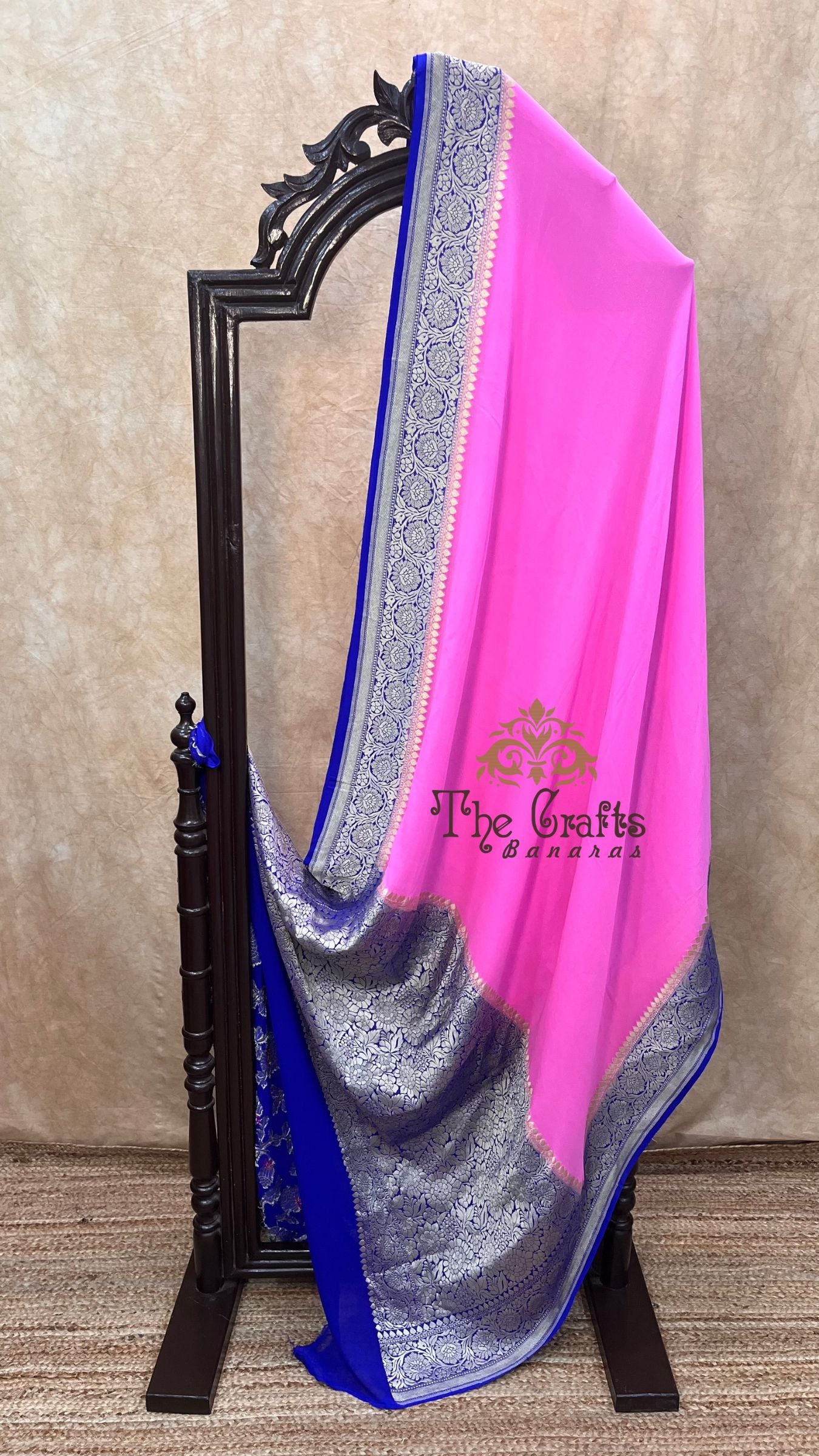 Khaddi Georgette Handloom Banarasi Saree - Water Zari