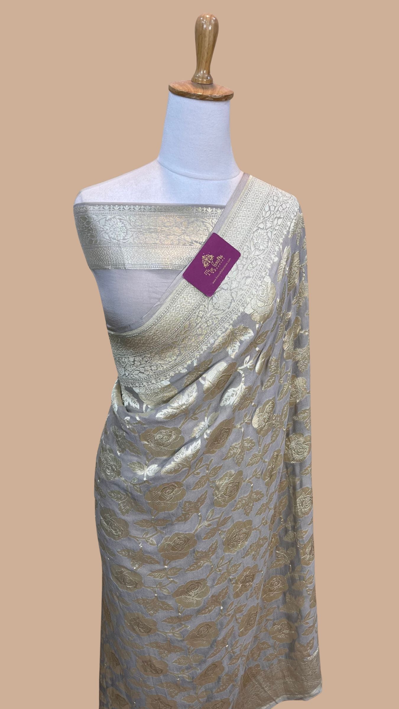 Khaddi Georgette Handloom Banarasi Saree