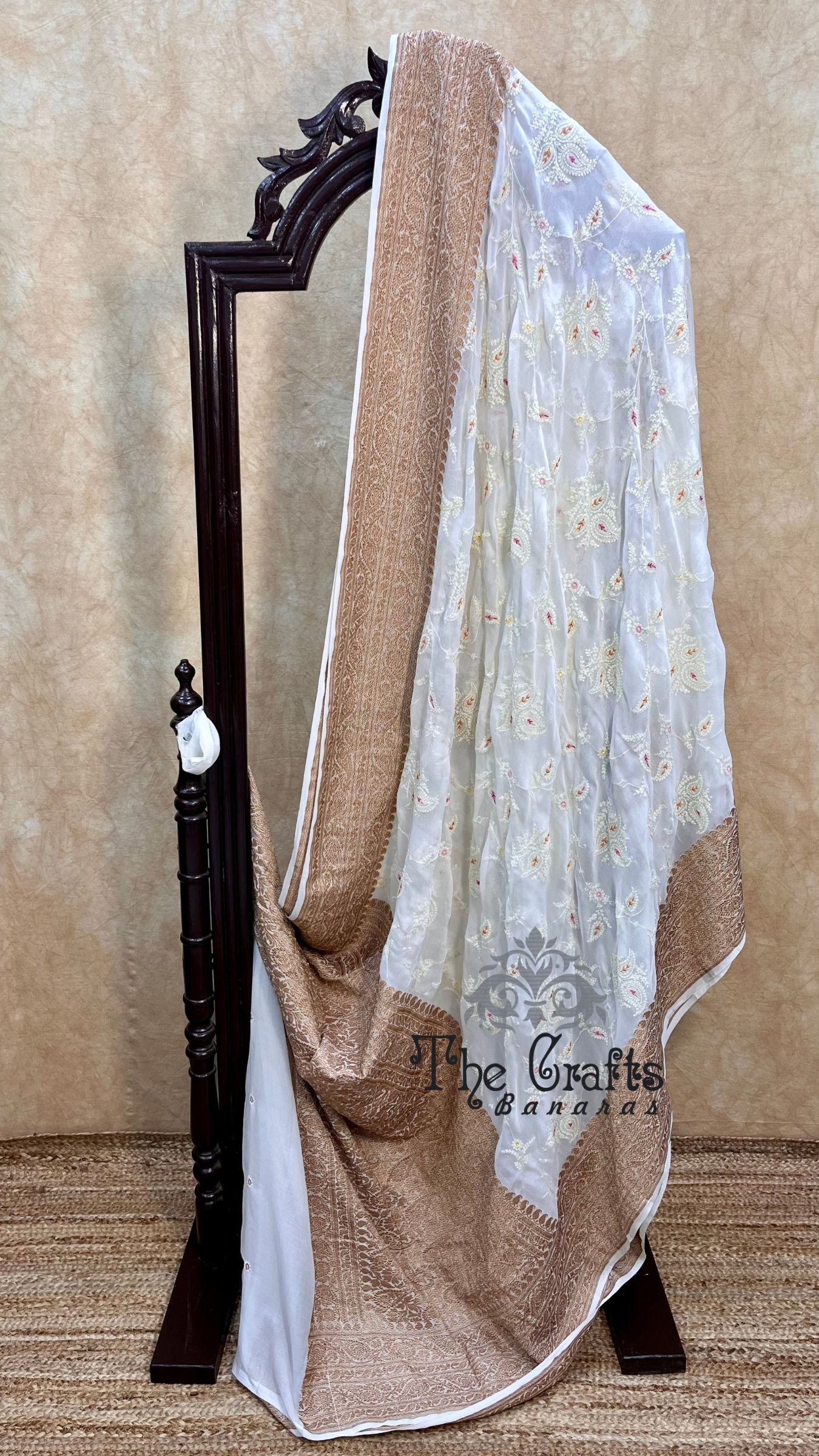 Pure Georgette Handloom Banarasi Saree - With Chikankari All Over