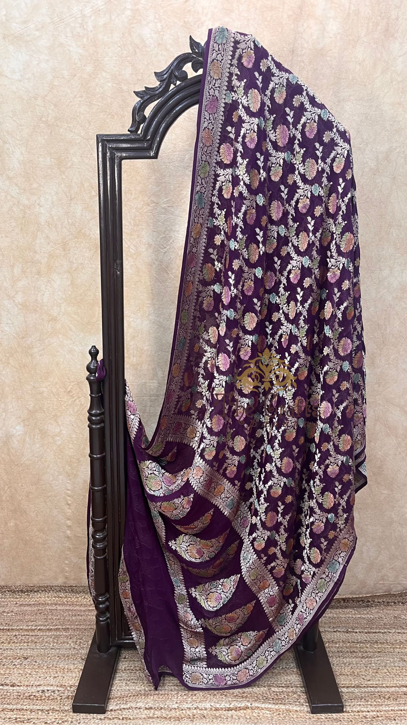 Khaddi Georgette Handloom Banarasi Saree - Water Zari