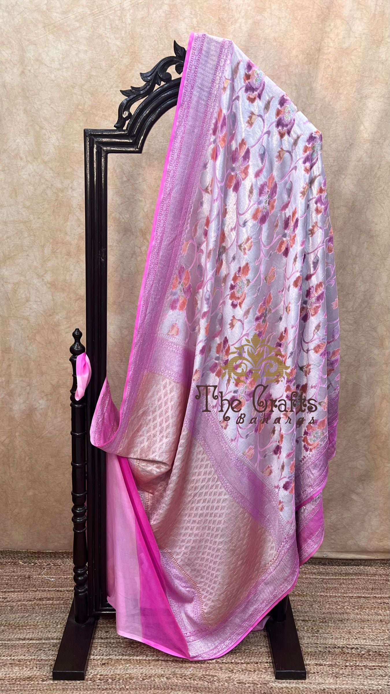Pure Georgette Banarasi Saree - Silver Zari