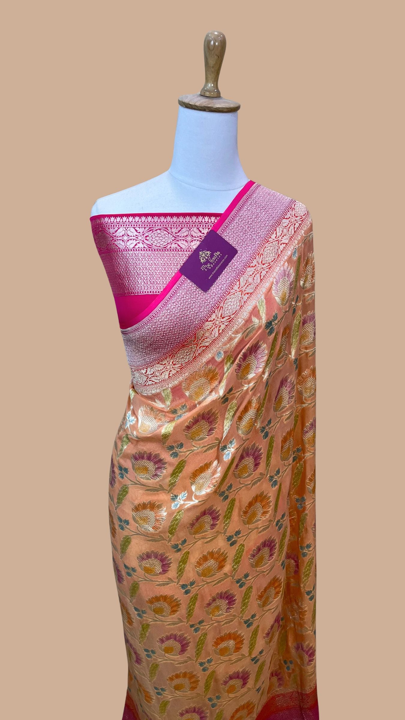 Khaddi Georgette Handloom Banarasi Saree