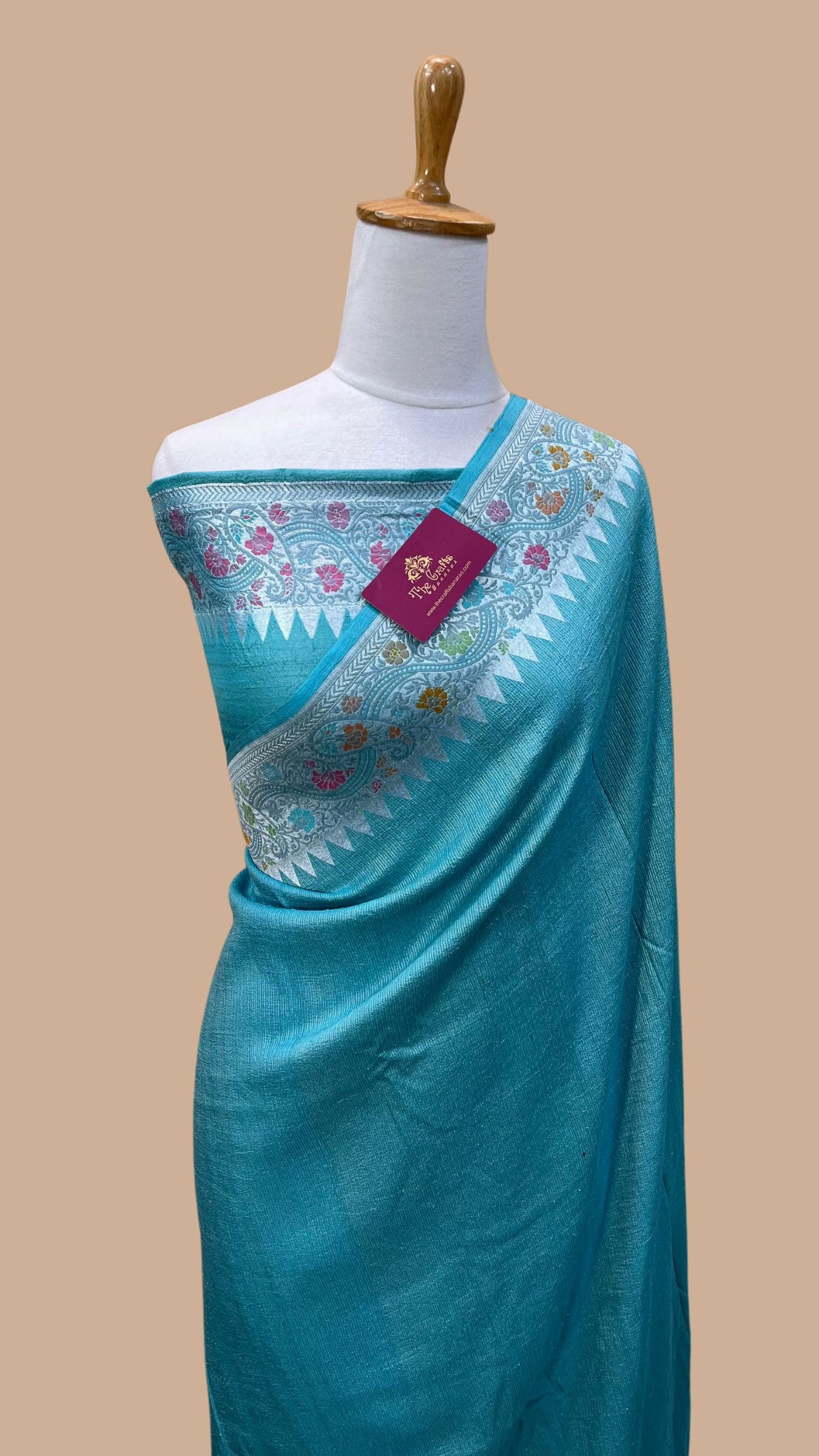 Tussar Georgette Handloom Banarasi Saree - Jaal with Meenakari