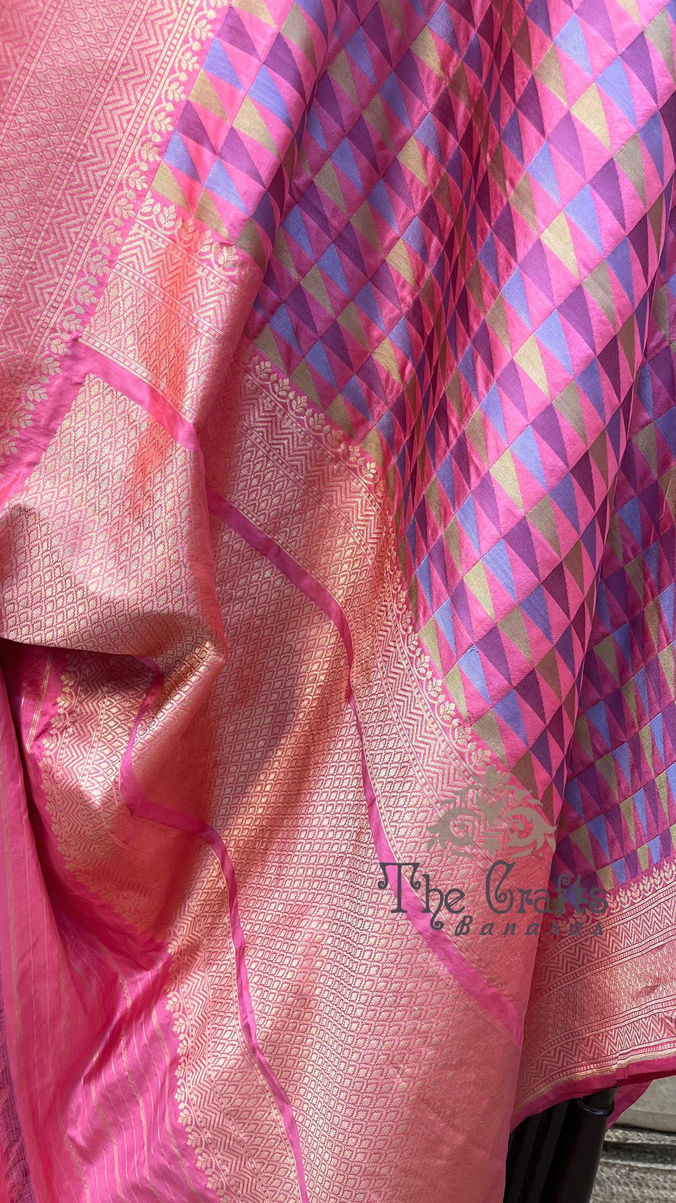 Multi Color Pure Katan Silk Handloom Banarasi Saree - with kadhua work