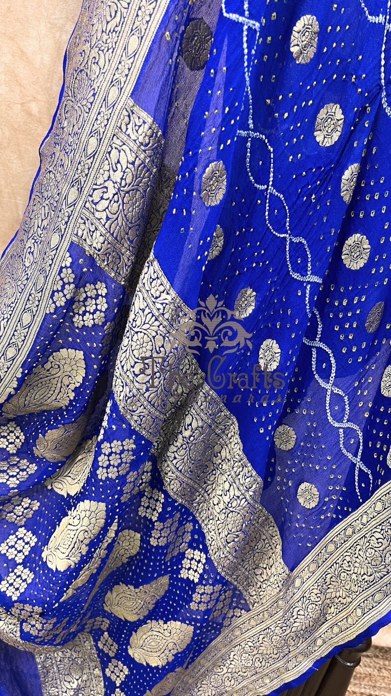 Pure Georgette Banarasi Handloom Bandhej Saree