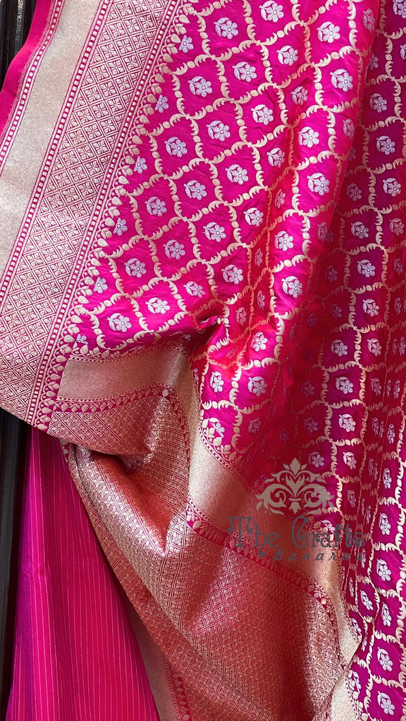 Pure Katan Silk Handloom Banarasi Saree - All over Sona Roopa Jaal work