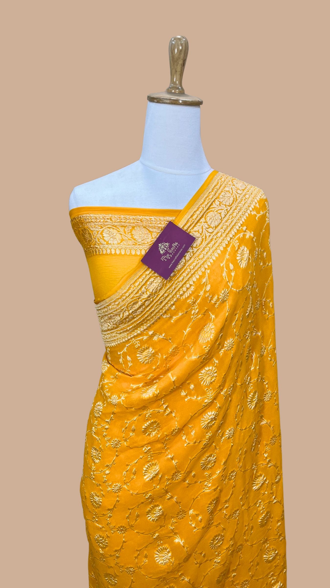 Khaddi Georgette Banarasi Saree - Gold Zari