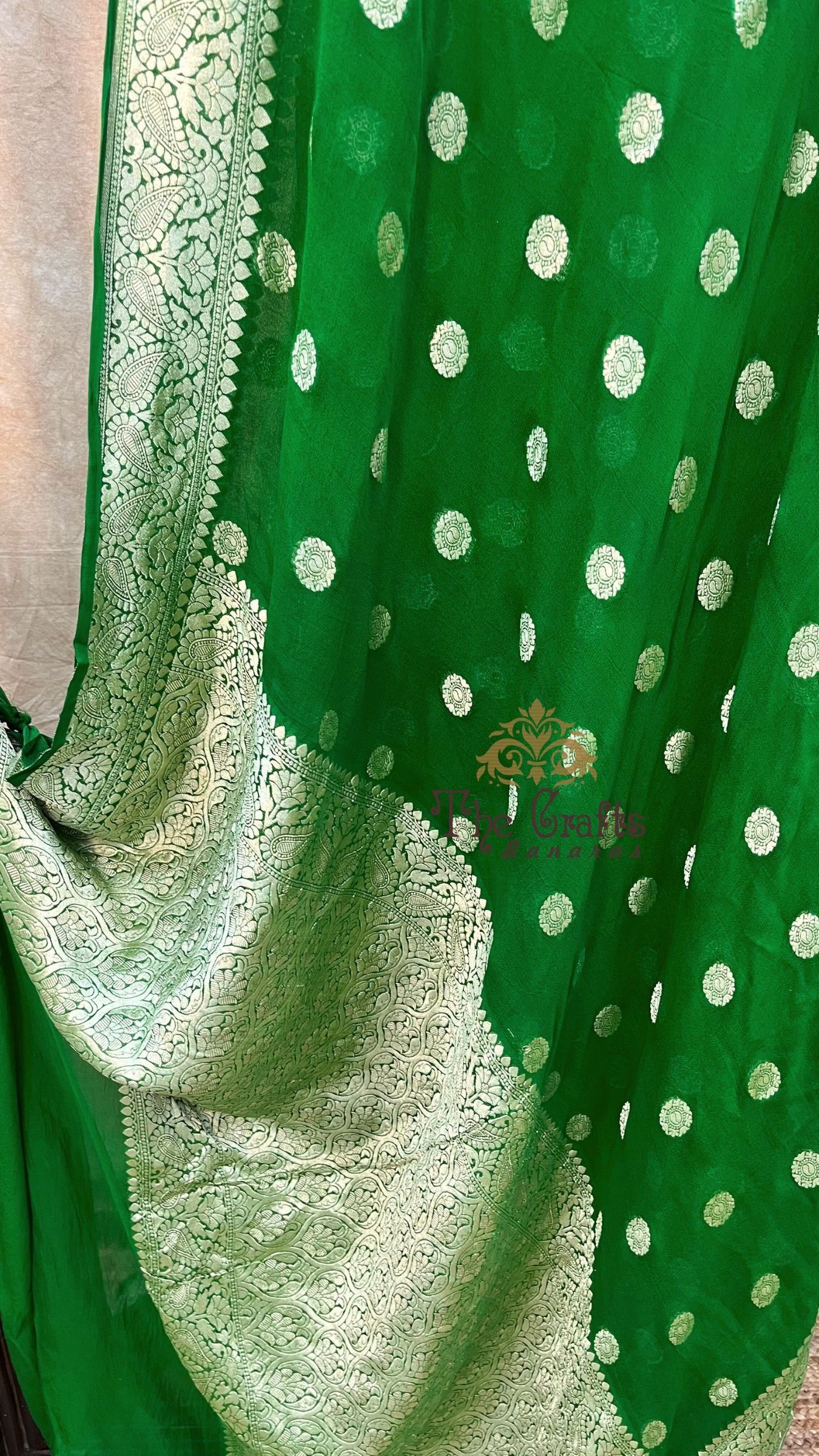 Khaddi Georgette Handloom Banarasi Saree - Water Zari