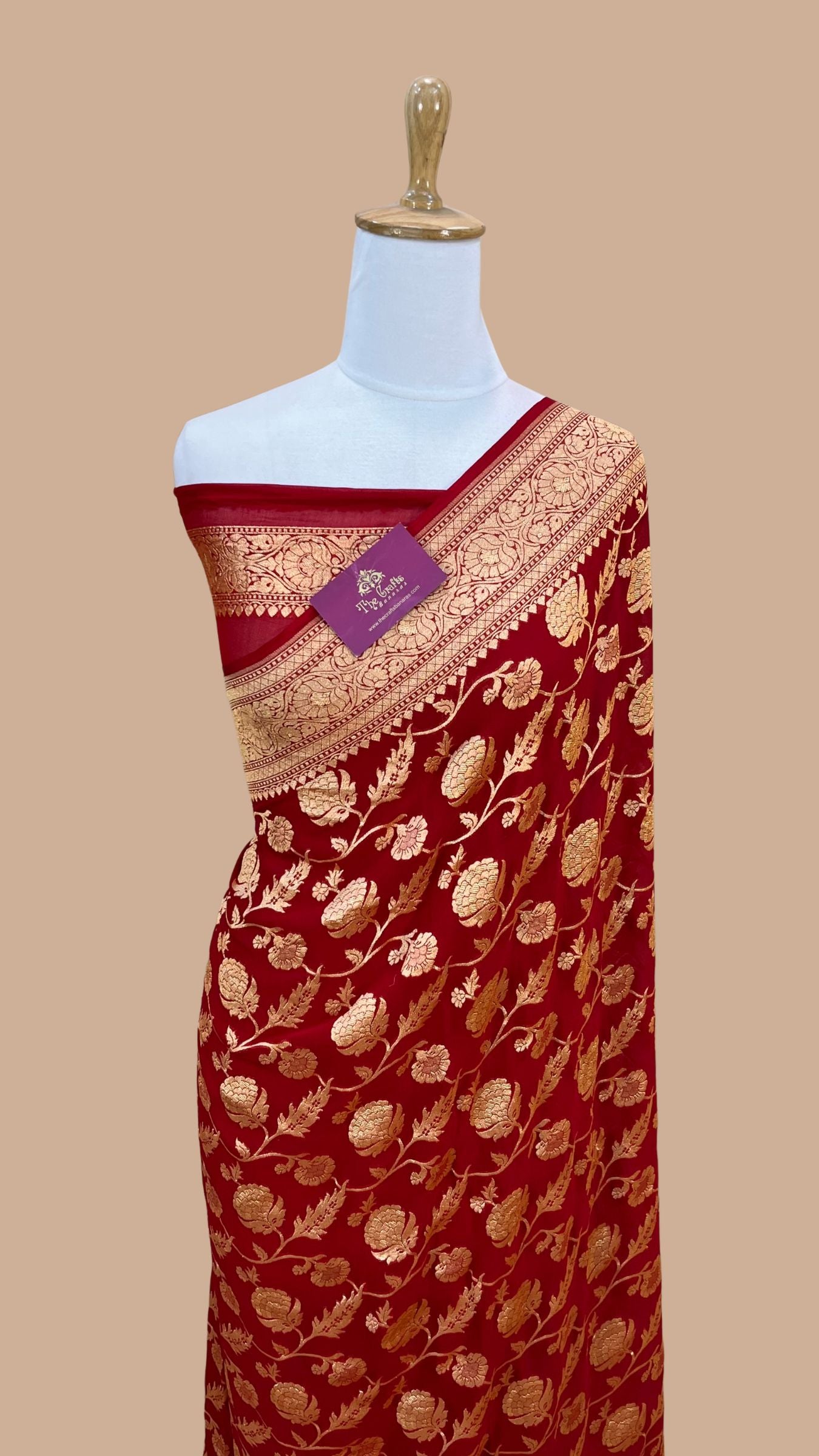 Khaddi Georgette Banarasi Saree - Gold Zari