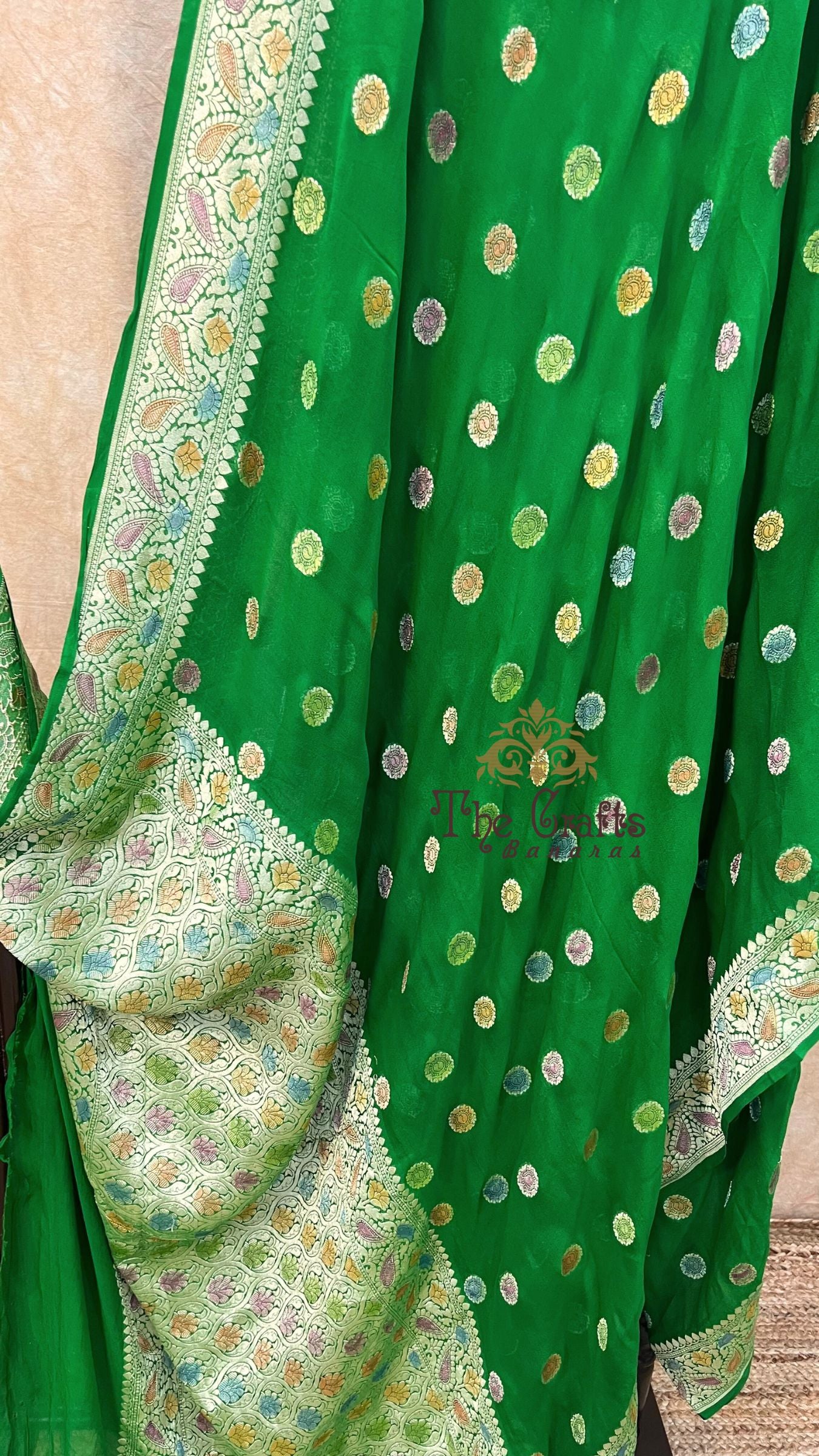 Khaddi Georgette Handloom Banarasi Saree - Water Zari