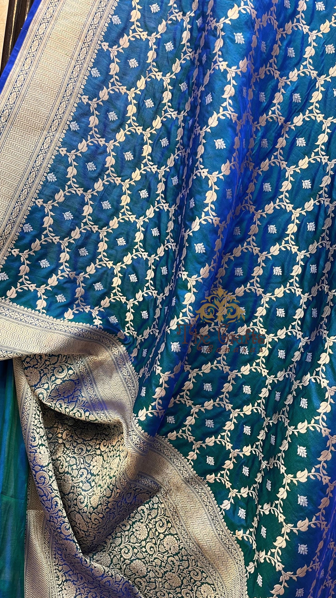 Pure Katan Silk Handloom Banarasi Saree - All over Sona Roopa Jaal work
