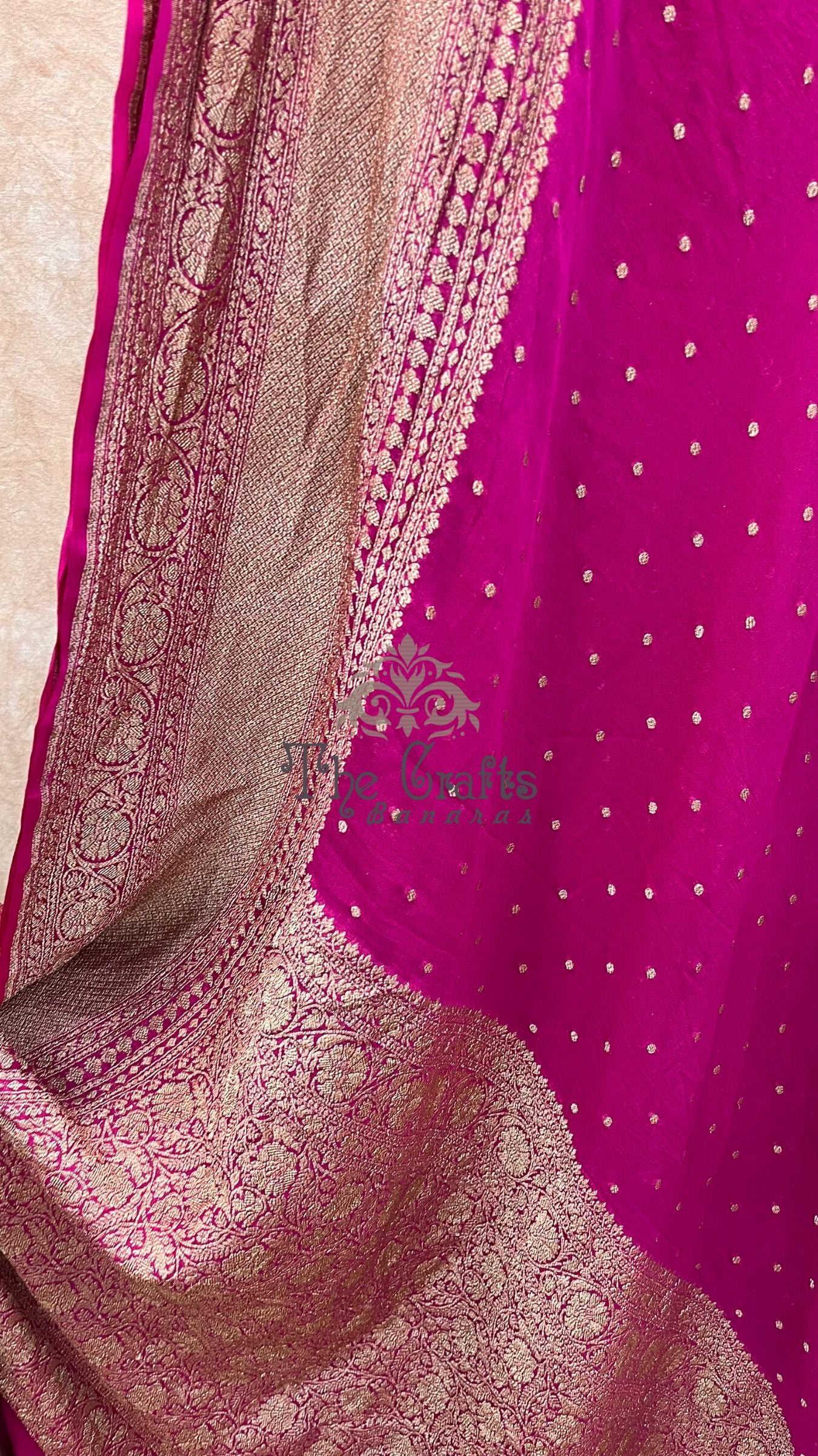 Khaddi Georgette Banarasi Saree - Antique Zari