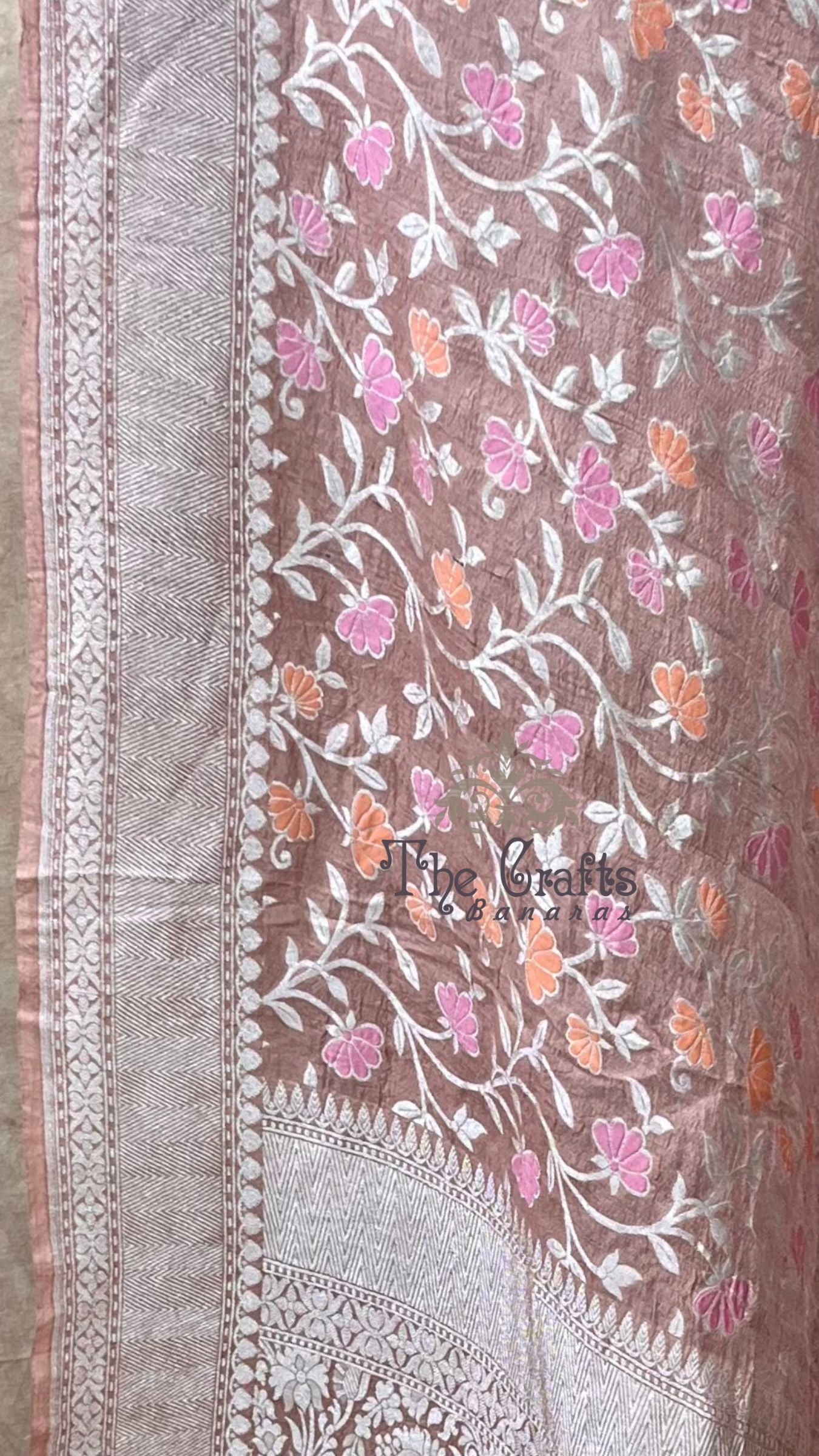 Tussar Georgette Handloom Banarasi Saree - Meenakari