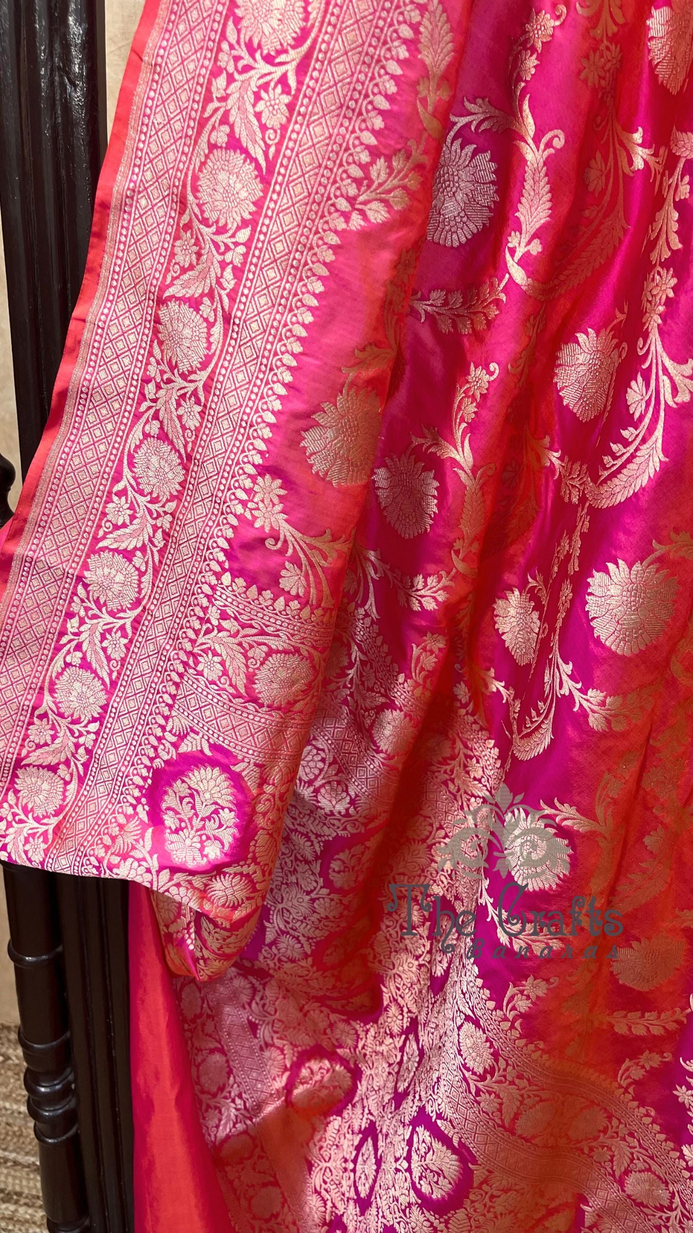 Pure Katan Silk Handloom Banarasi Saree - Jaal work