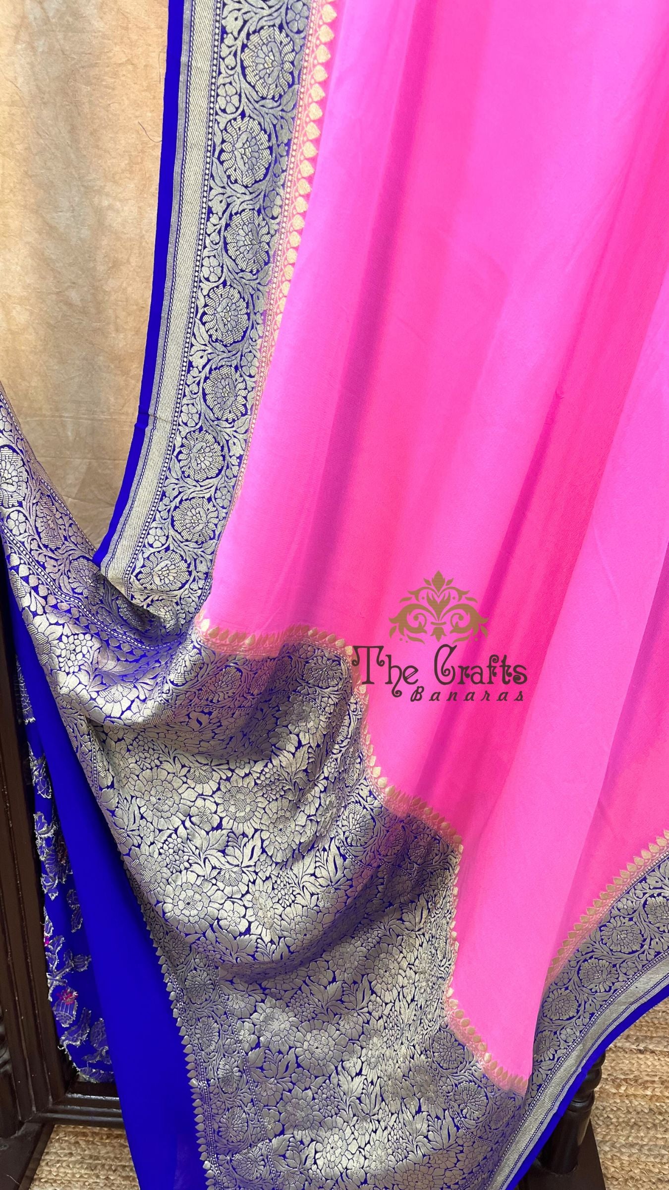 Khaddi Georgette Handloom Banarasi Saree - Water Zari