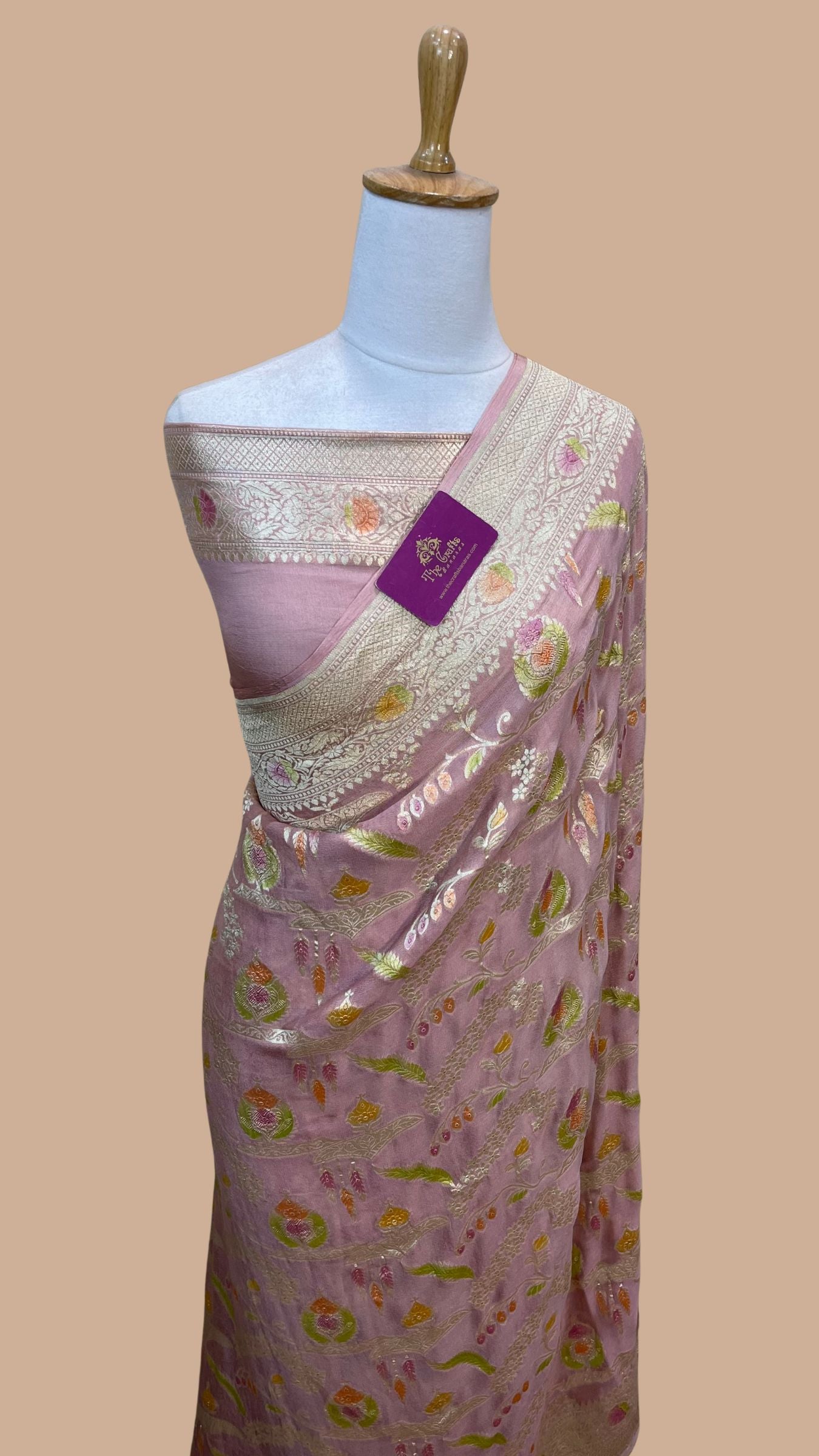 Khaddi Georgette Handloom Banarasi Saree