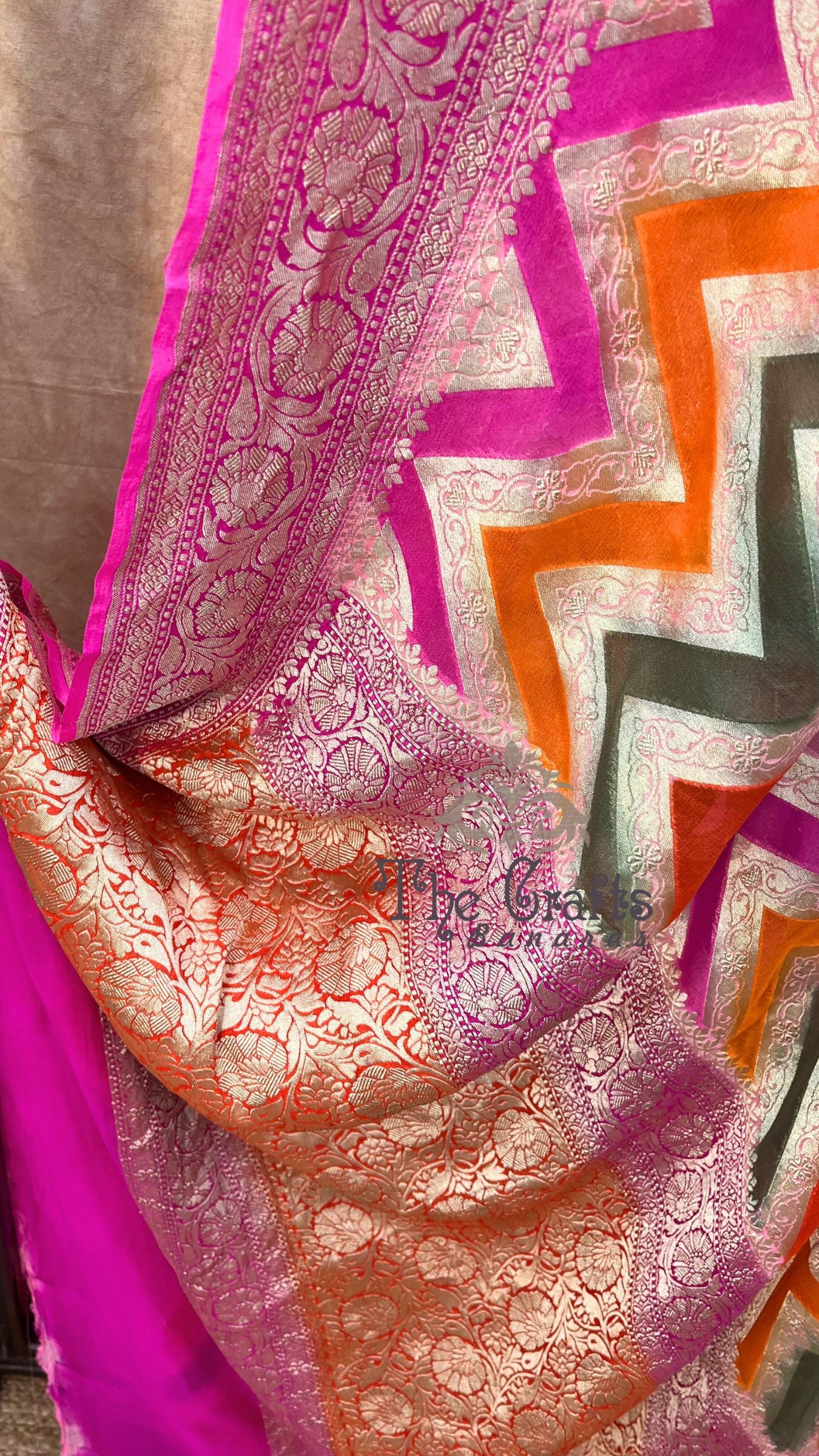 Khaddi Georgette Handloom Banarasi Saree - Water Zari