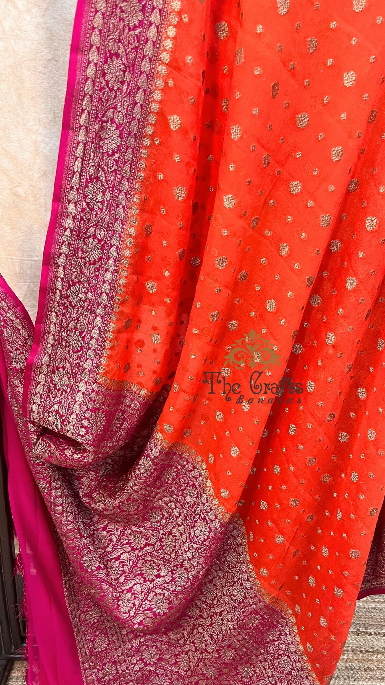 Pure Khaddi Georgette Banarasi Saree - Antique Zari