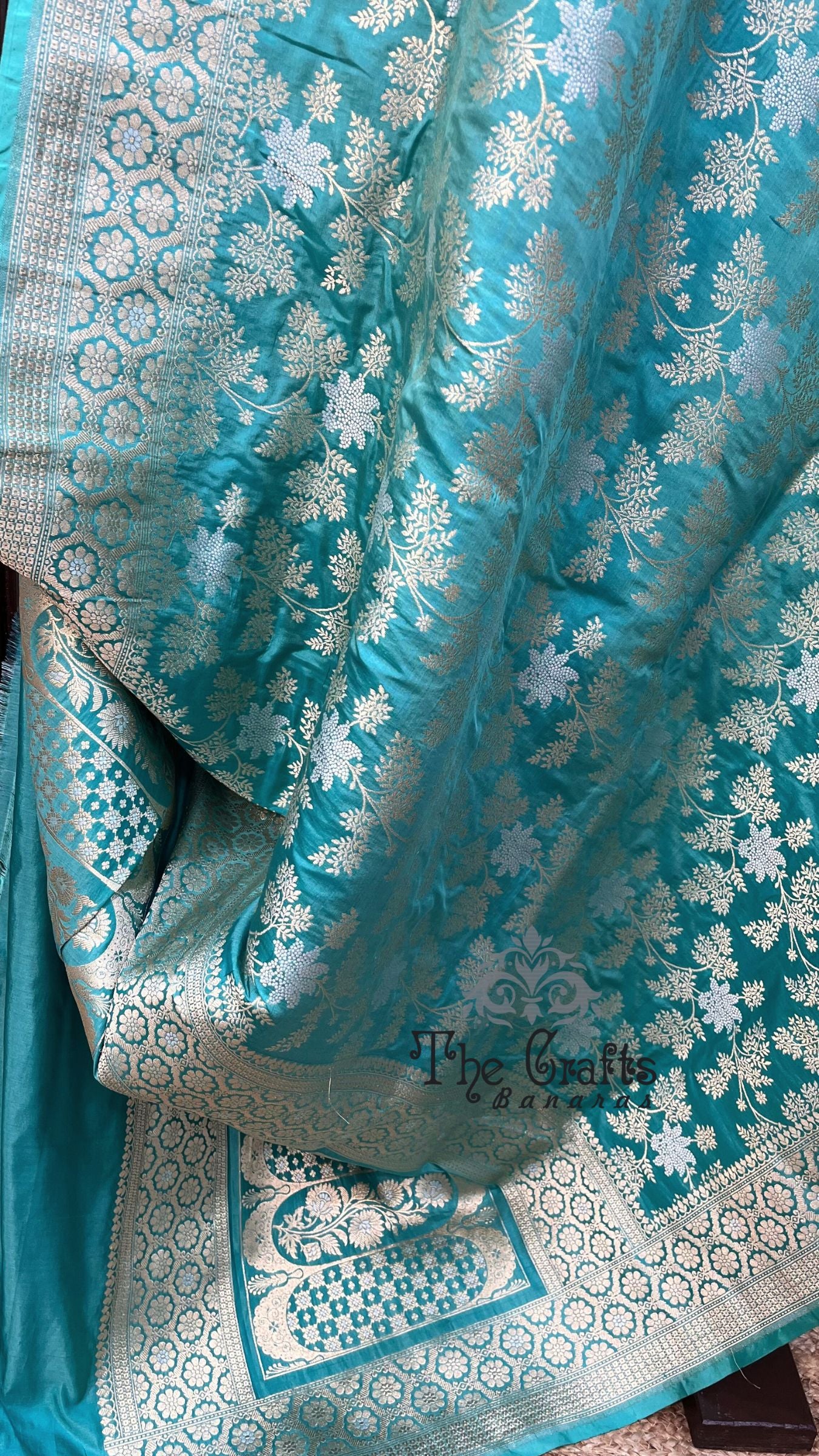 Pure Katan Silk Handloom Banarasi Saree - All over Sona Roopa Jaal work
