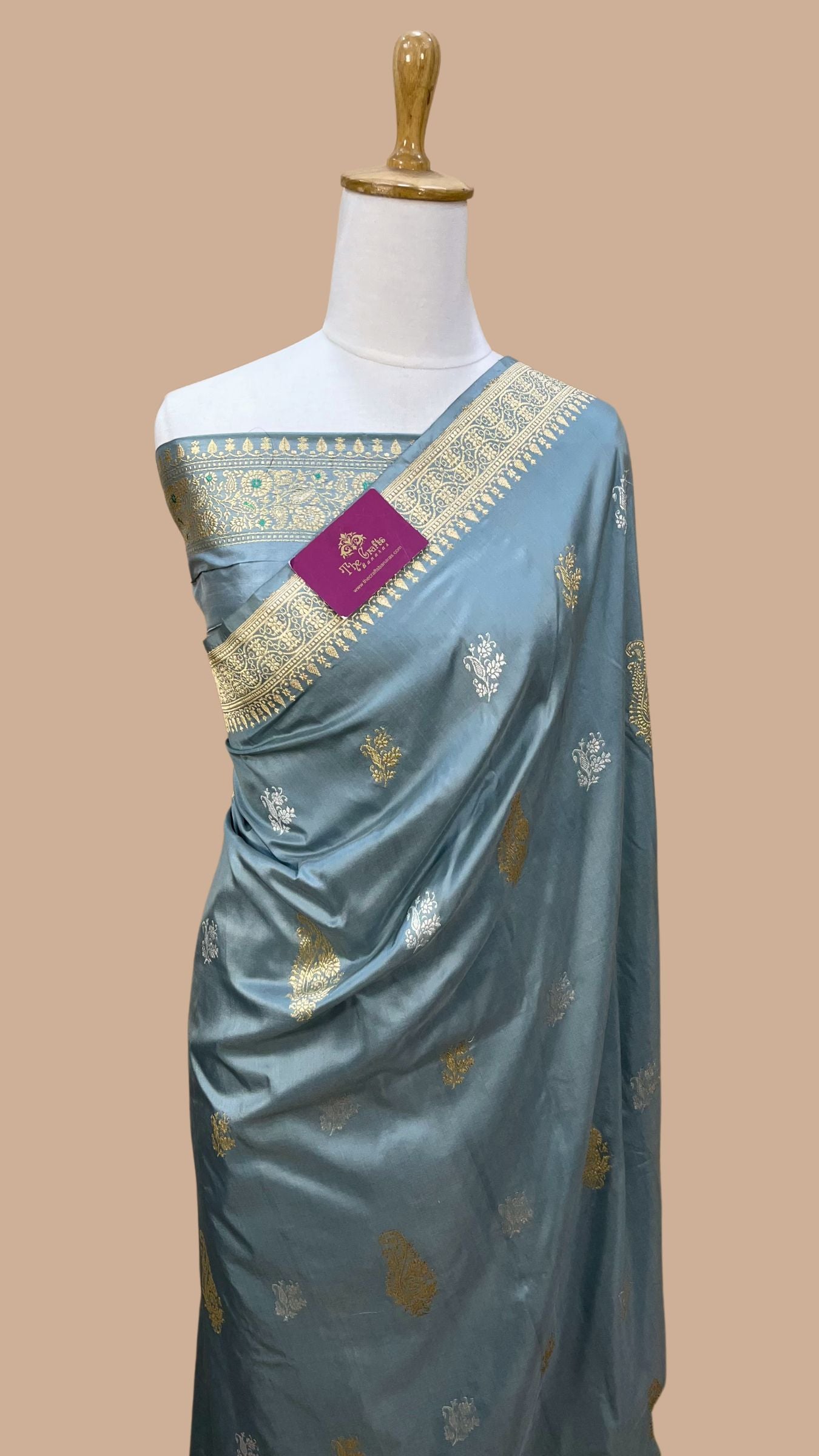 Pure Katan Silk Handloom Banarasi Saree - All over sona rupa kadhua motifs
