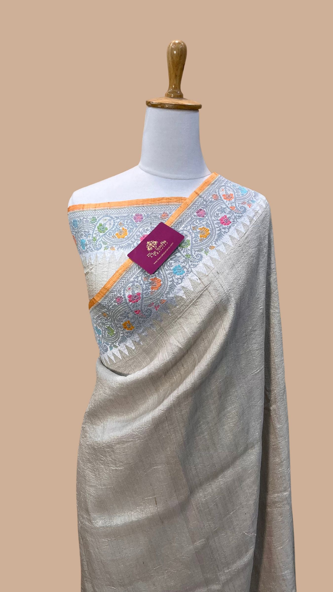 Tussar Georgette Handloom Banarasi Saree - Jaal with Meenakari