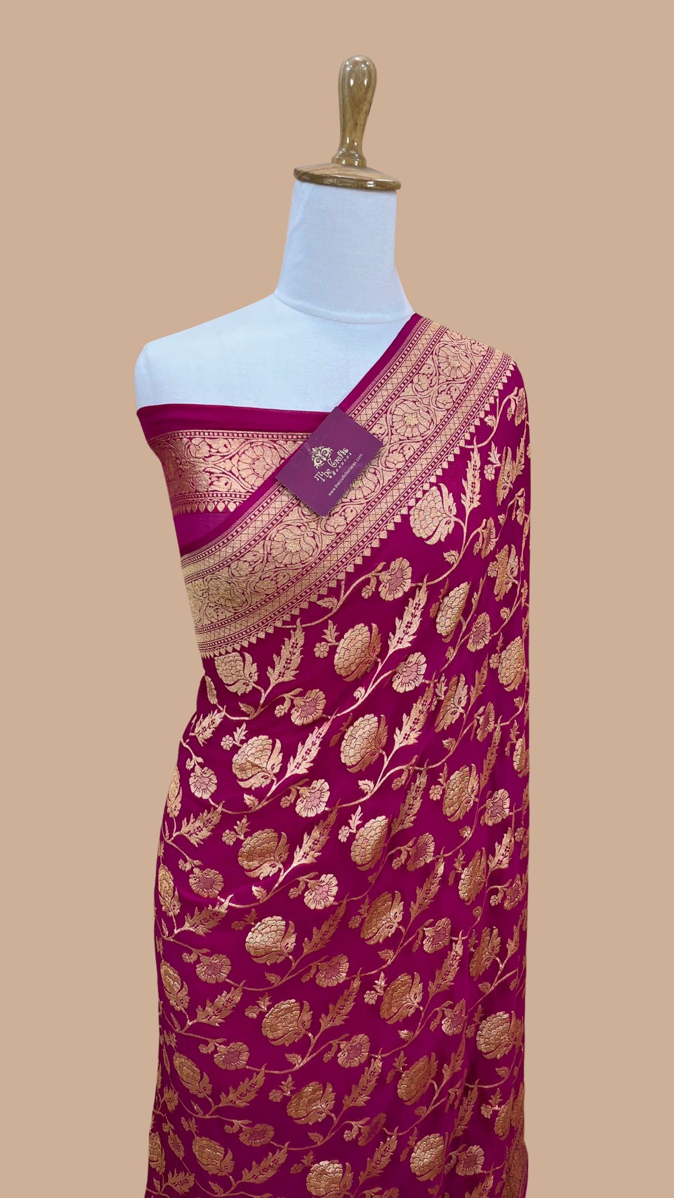 Khaddi Georgette Banarasi Saree - Gold Zari