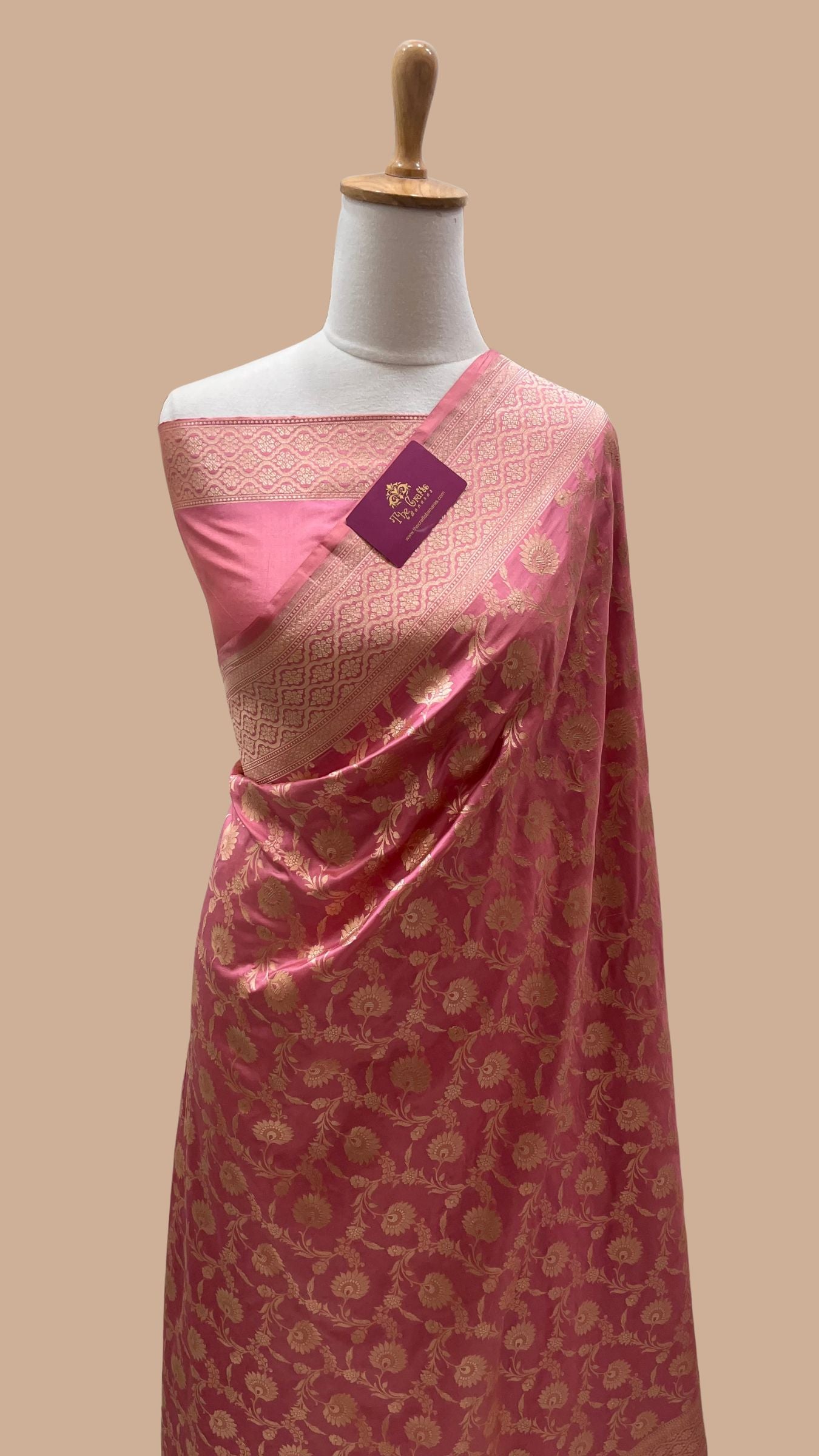 Pure Katan Silk Handloom Banarasi Saree - Jaal work