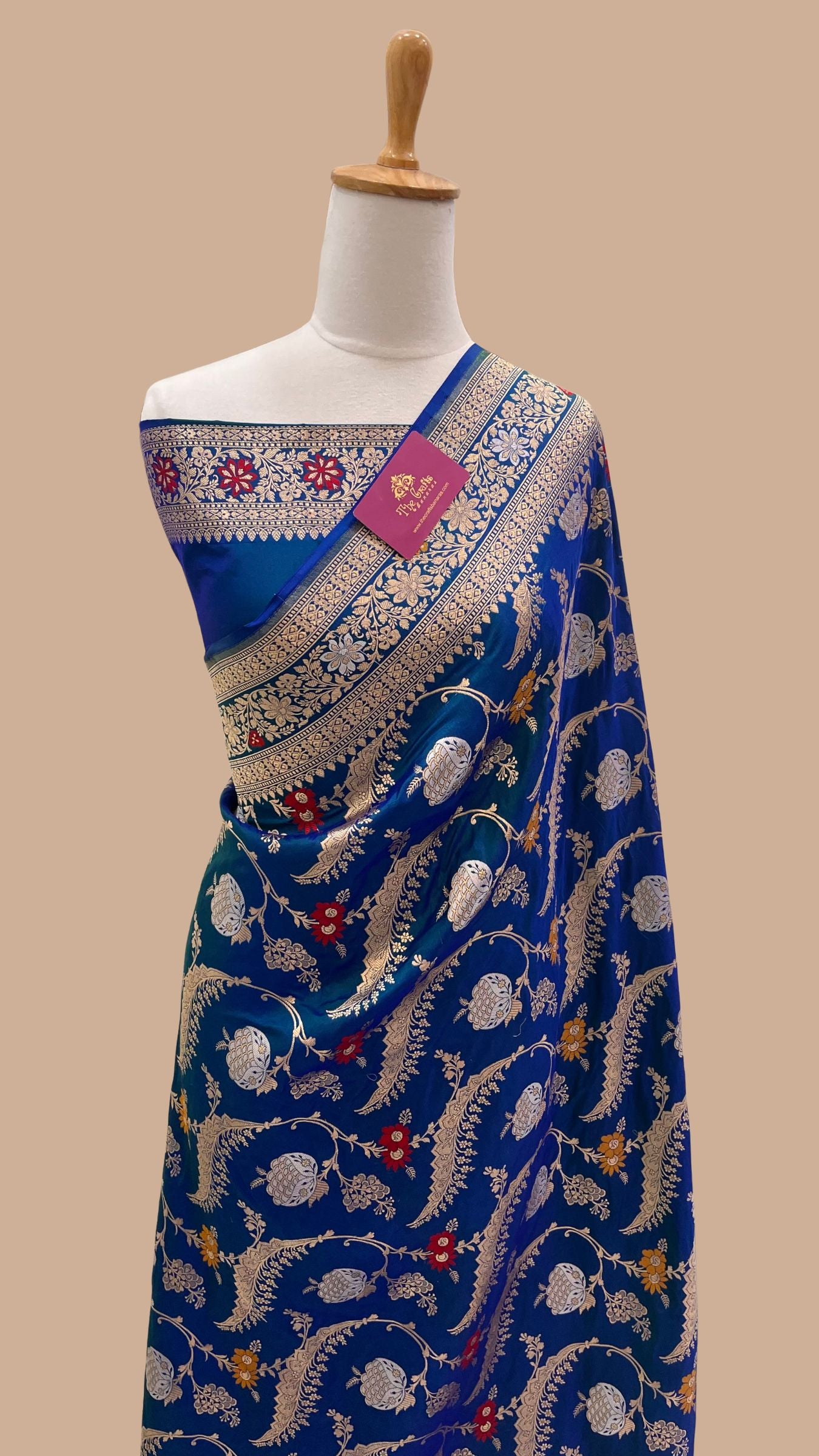 Pure Katan Silk Handloom Banarasi Saree - All Over Sona Rupa Jaal Work