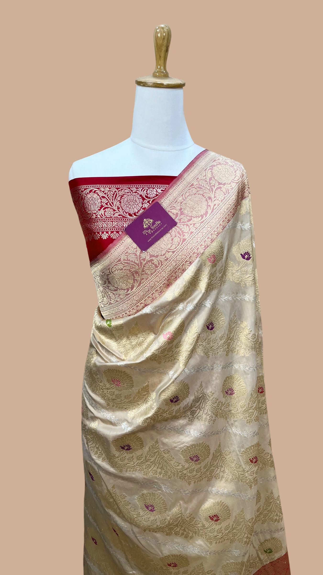 Pure Katan Silk Handloom Banarasi Saree - Kadhua jangla with meenakari