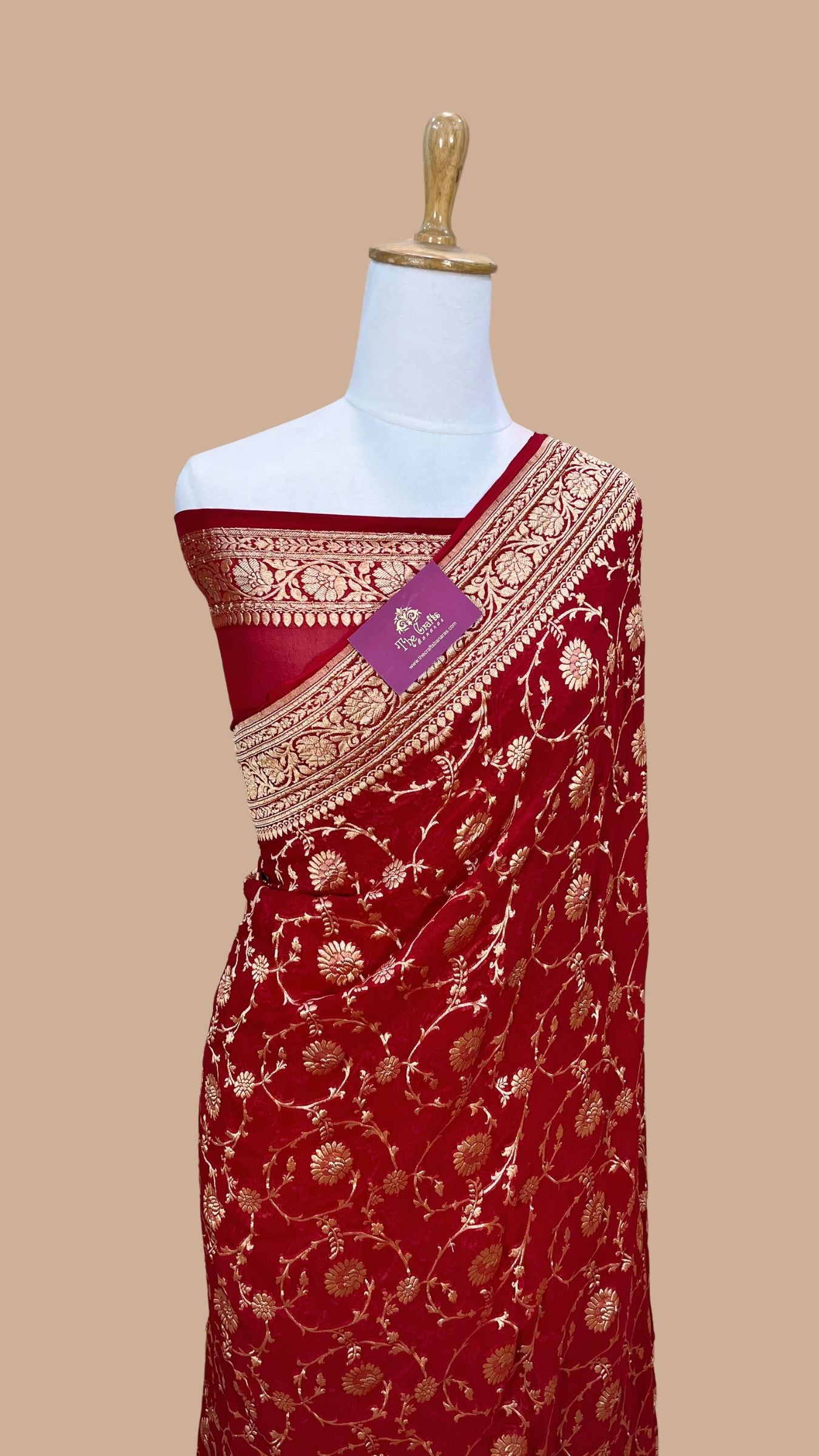 Khaddi Georgette Banarasi Saree - Gold Zari
