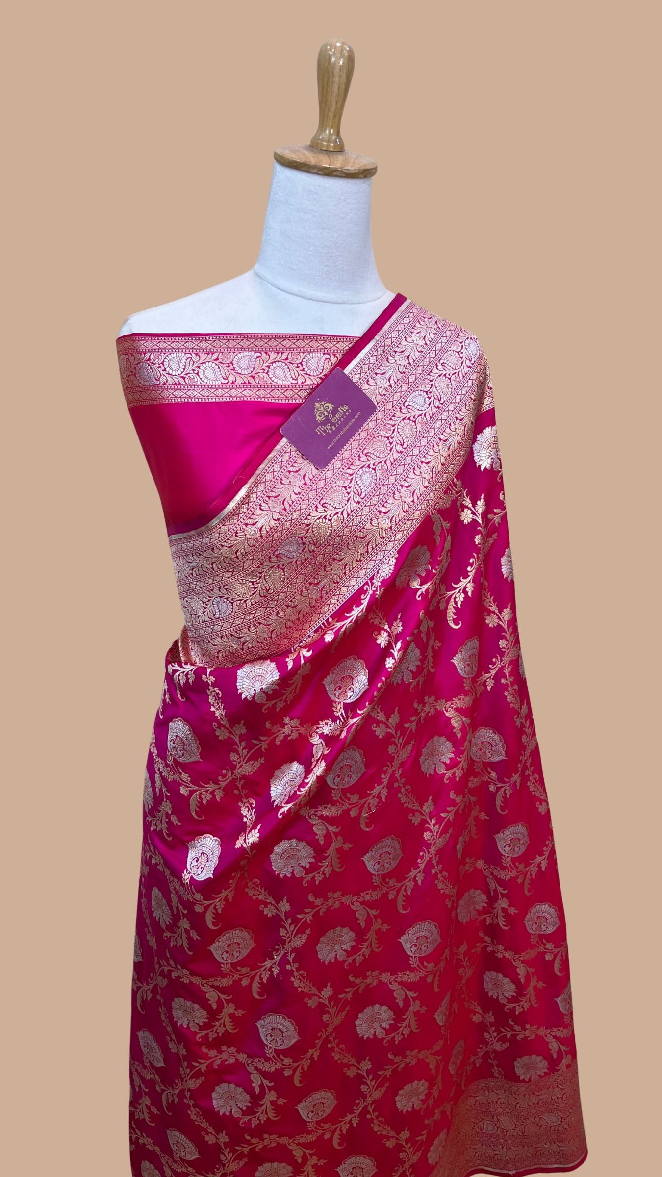 Pure Katan Silk Handloom Banarasi Saree - All over Sona Roopa Jaal work