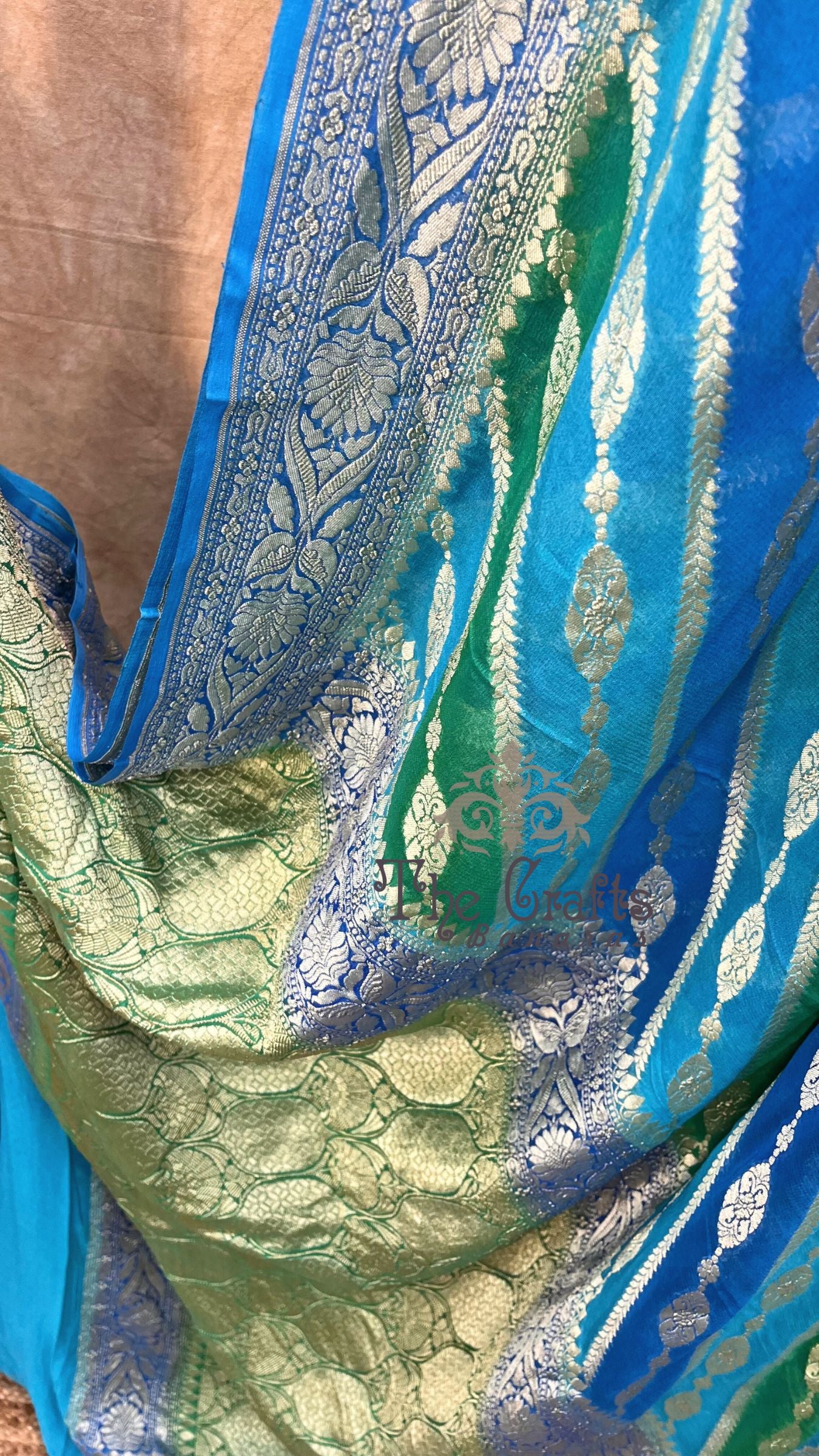 Khaddi Georgette Handloom Banarasi Saree - Water Zari
