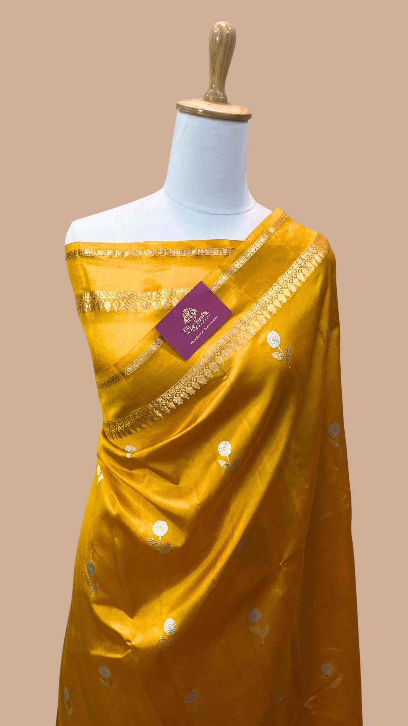 Pure Raw Mango Silk Handloom Banarasi Saree