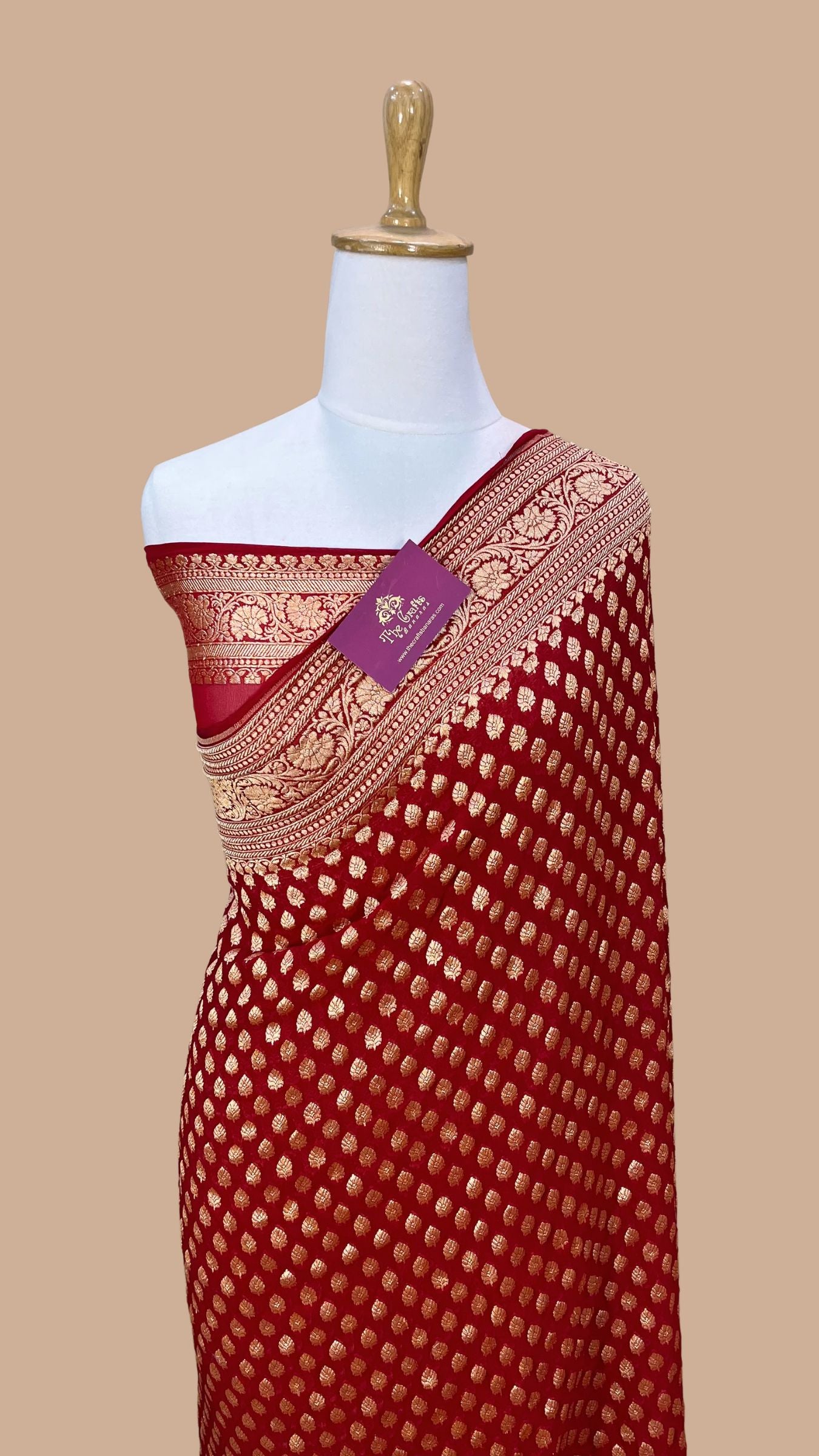 Khaddi Georgette Banarasi Saree - Gold Zari