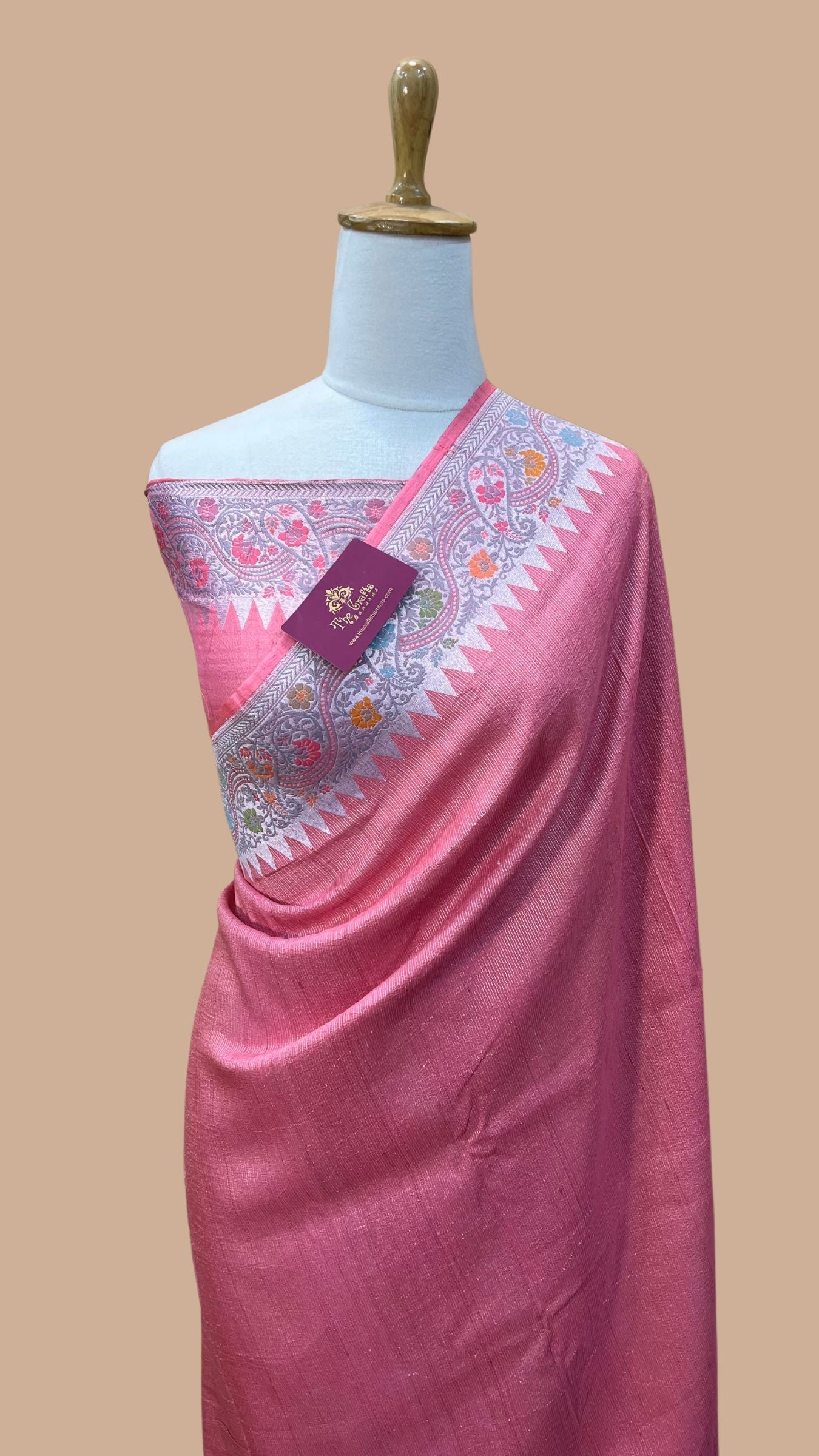 Tussar Georgette Handloom Banarasi Saree - Jaal with Meenakari