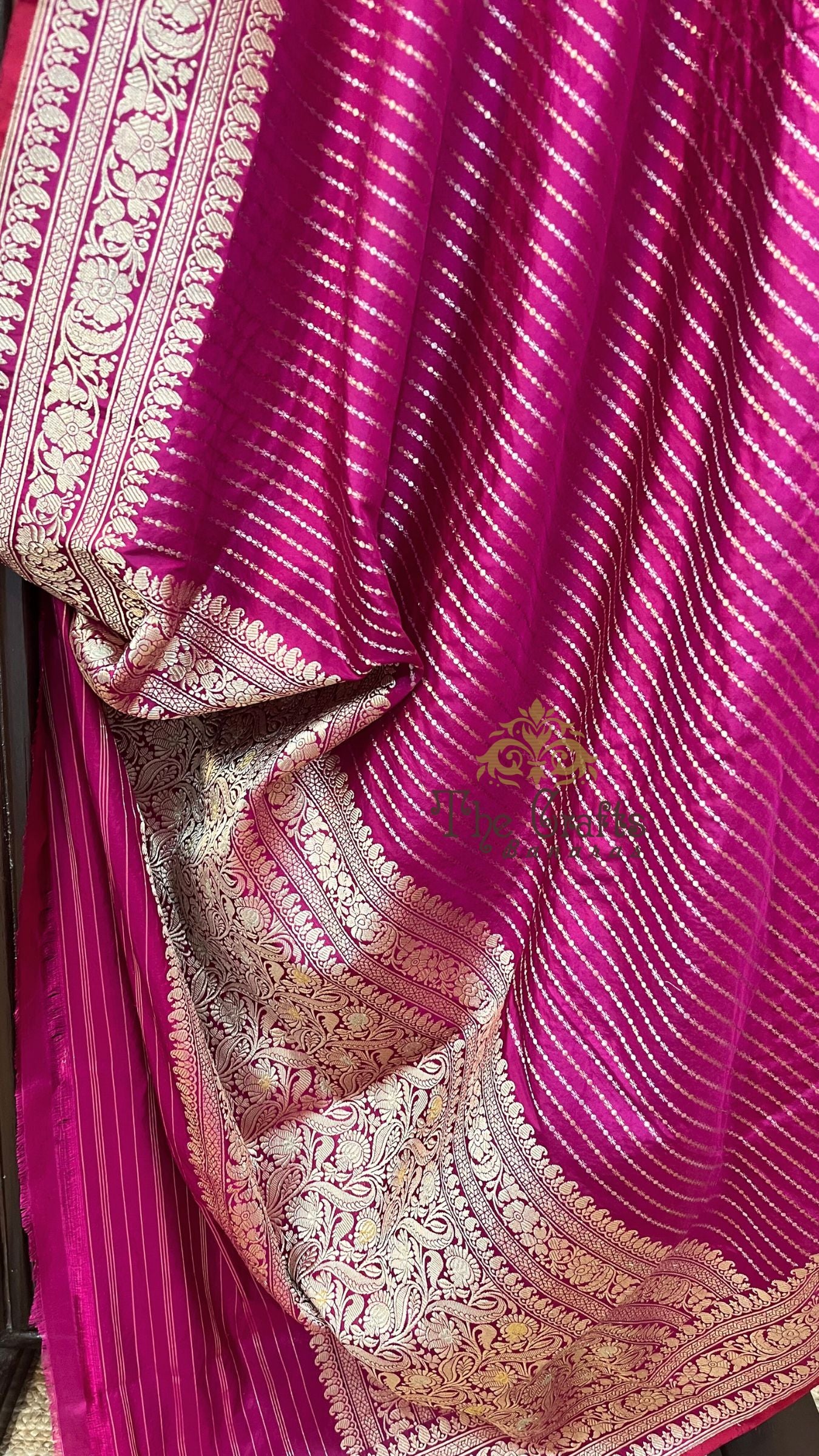Pure Katan Silk Handloom Banarasi Saree - Sona roopa with kadhua border