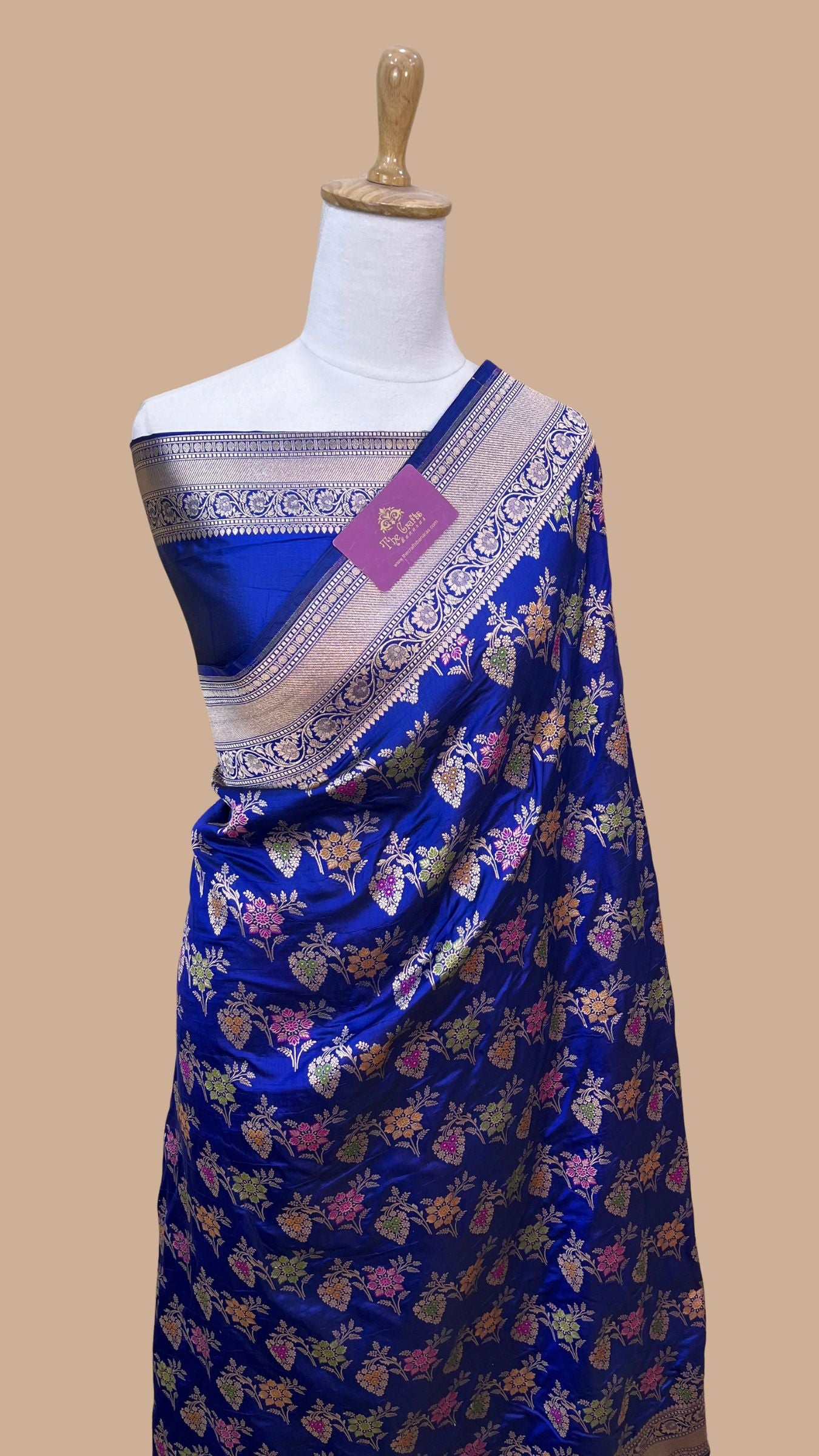 Pure Katan Silk Handloom Banarasi Saree - Jaal With Meenakari