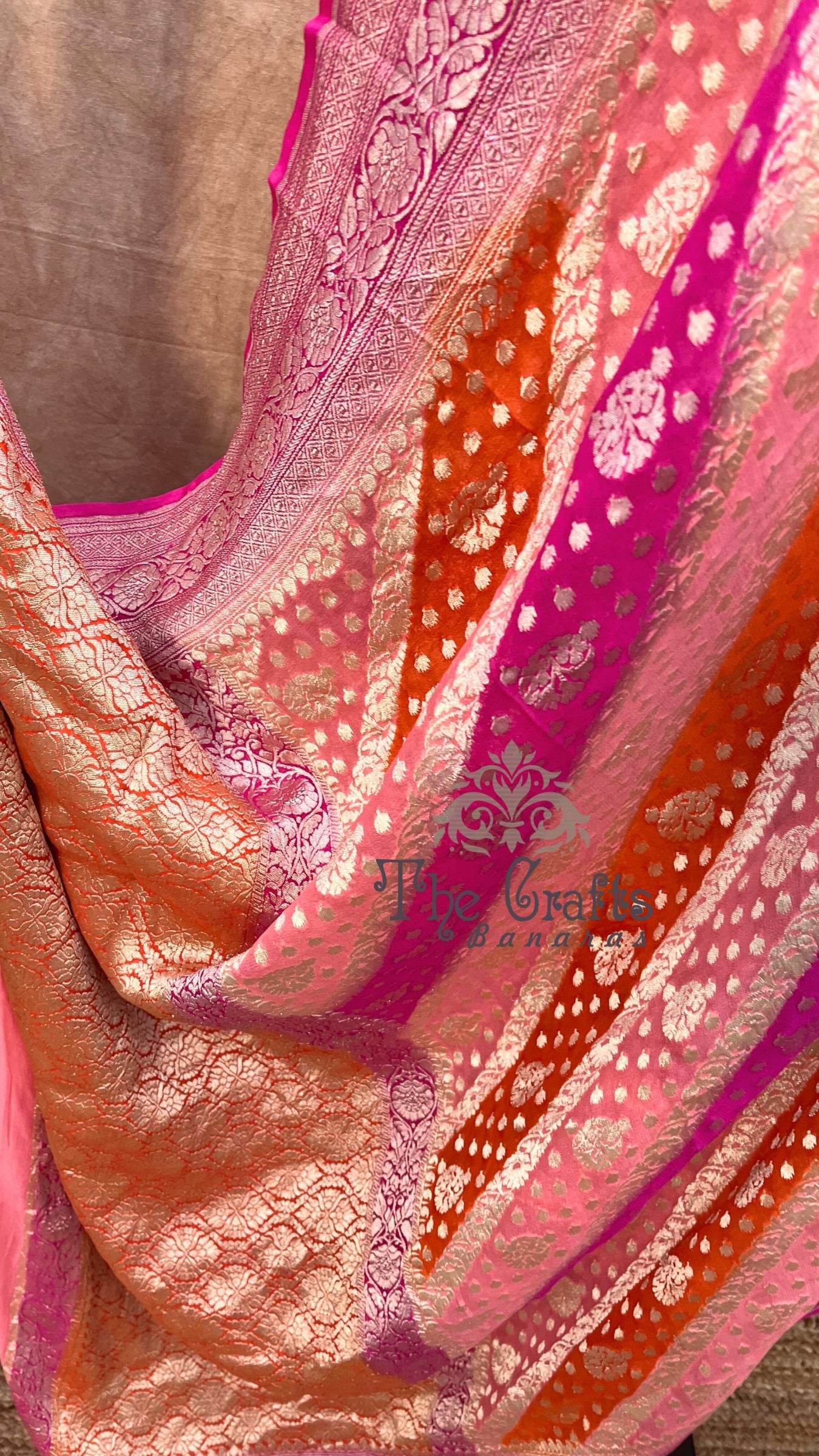 Khaddi Georgette Handloom Banarasi Saree - Water Zari