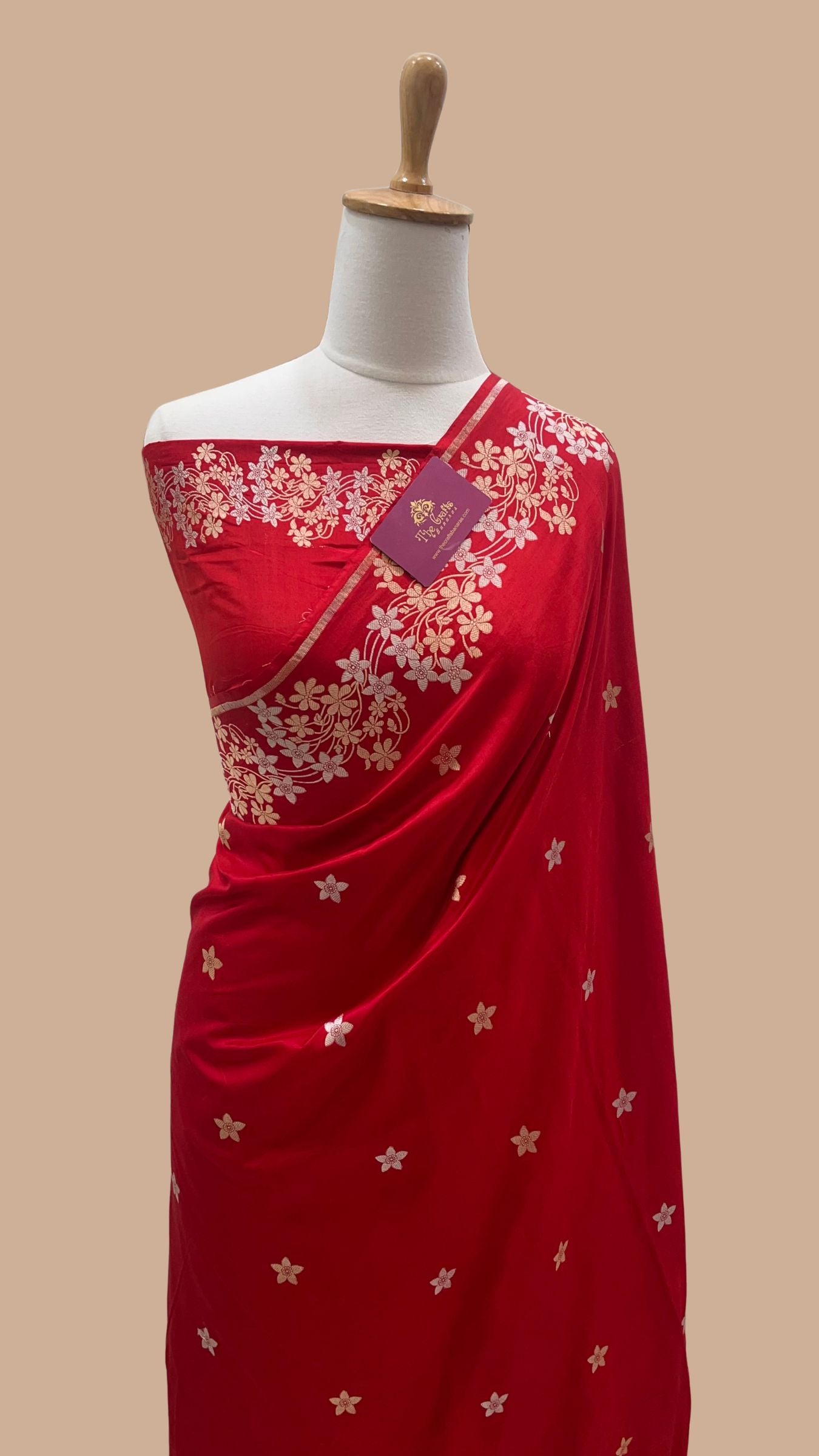 Pure Katan Silk Handloom Banarasi Saree - All over sona rupa motifs