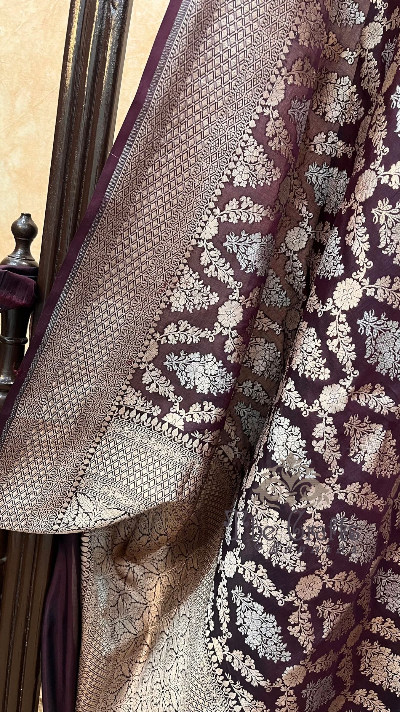 Pure Katan Silk Handloom Banarasi Saree - All over Sona Roopa Jaal work